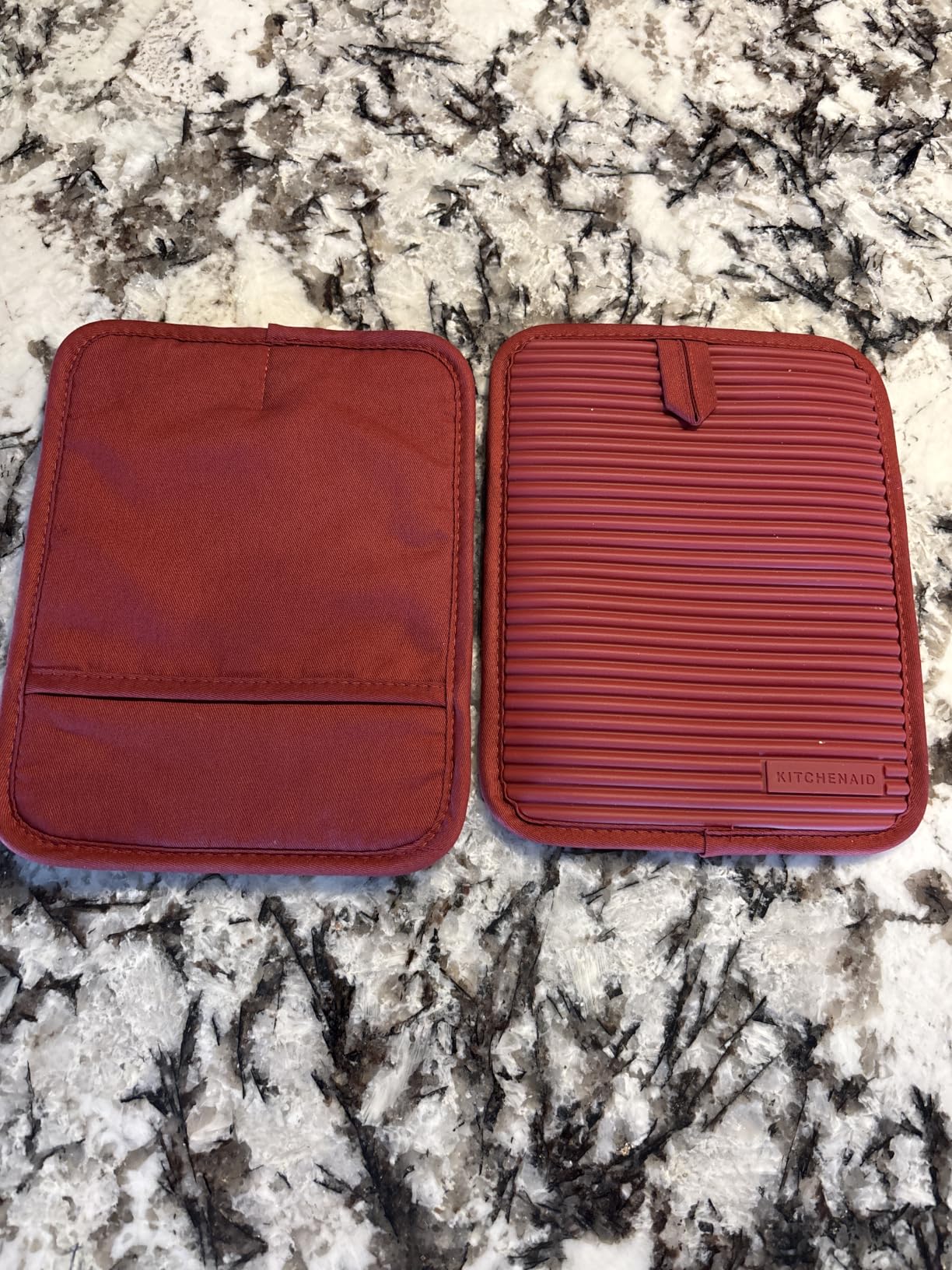 KITCHENAID Ribbed Soft Silicone Pot Holder 2-Pack Set, Matte Black, 7