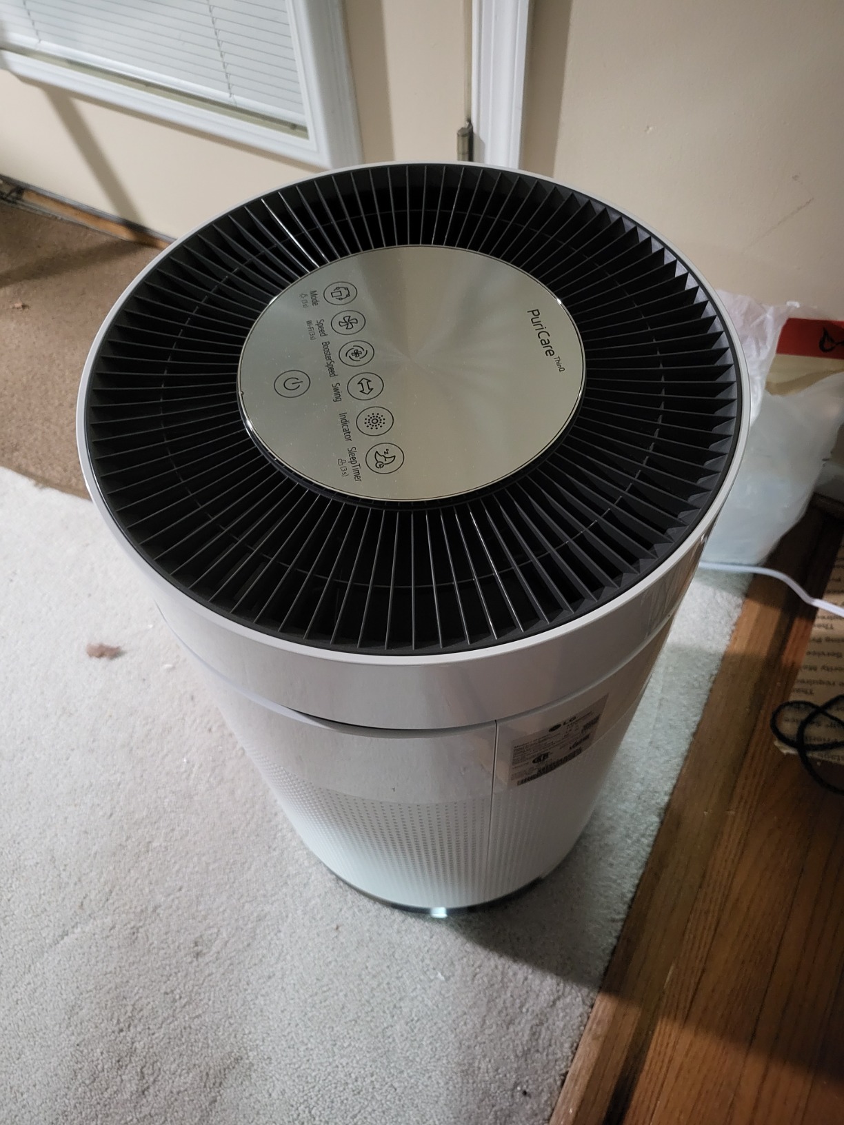 LG PuriCare 360-Degree Single Air Purifier with Clean Booster, ThinQ Wi-Fi and Voice Control (AS330DWR0), 310 sq. ft, White customer photo 1