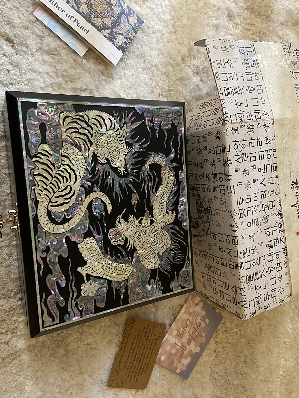 Korean Mother of Pearl Crane Jewelry Box - Elegant Gift for Women & Men - Handmade Lacquer Keepsake Box with Mirror - Birthday, Anniversary, Christmas, Retirement Present customer photo 1
