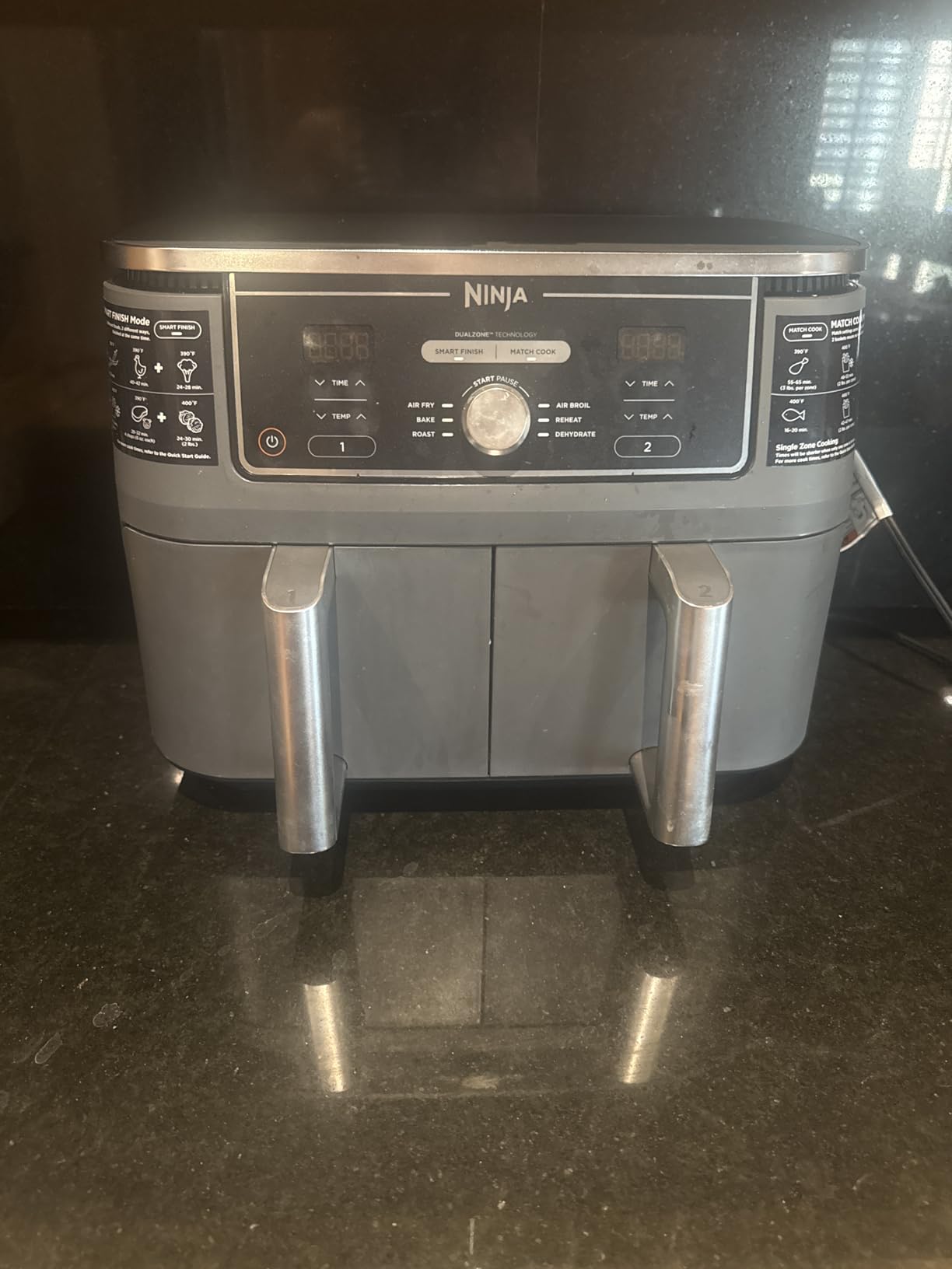 Ninja DZ401 Foodi 10 Quart 6-in-1 DualZone XL 2-Basket Air Fryer with 2 Independent Frying Baskets, Match Cook & Smart Finish to Roast, Broil, Dehydrate for Quick, Easy Family-Sized Meals, Grey customer photo 2