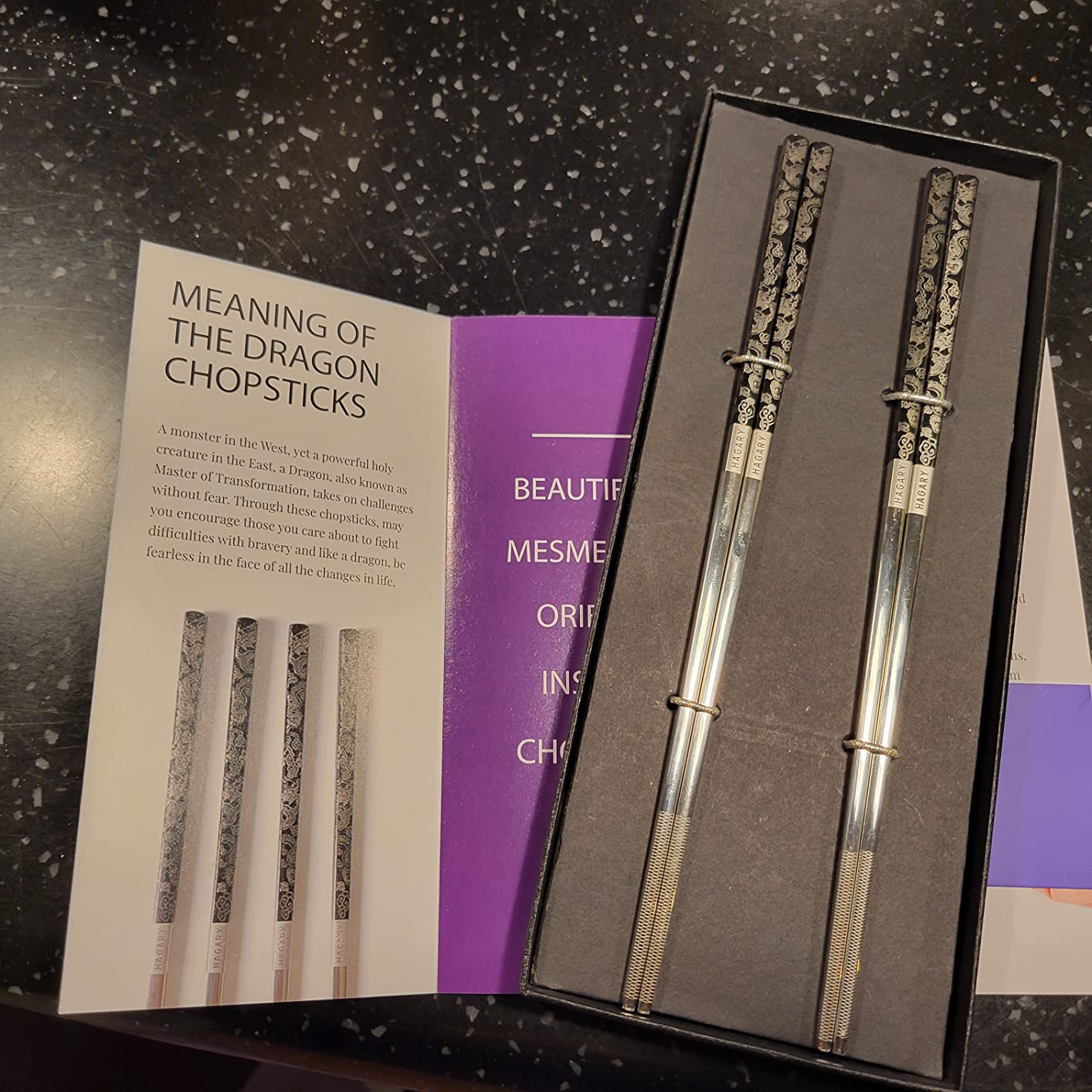 Hagary Dragon Chopsticks Metal Reusable Designed In Korea Japanese Style Stainless Steel 316 18/10 Non-Slip 2 Pairs Dishwasher Safe customer photo 2
