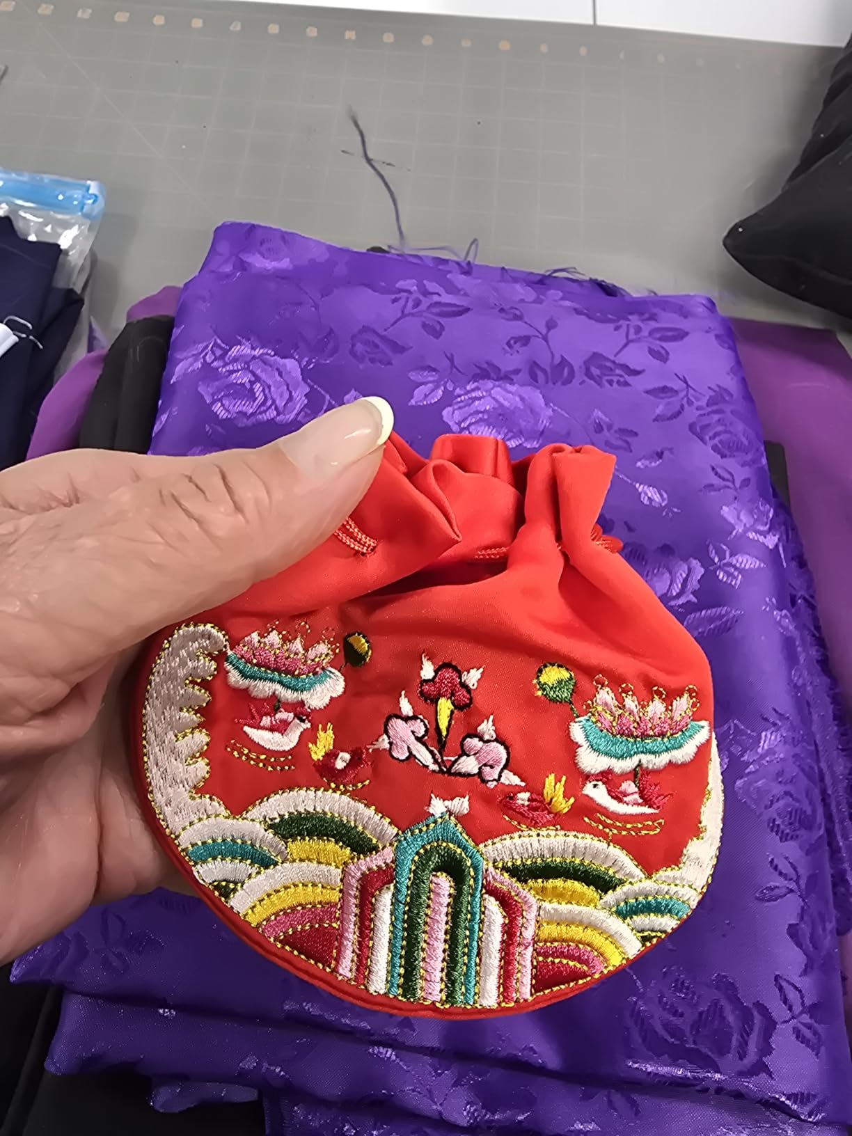 Seoulful Vintage Korean Embroidered Bokjumeoni - Traditional Lucky Pouch - Hanbok Fortune New Year & Chuseok Gift Bag (Pink) customer photo 1