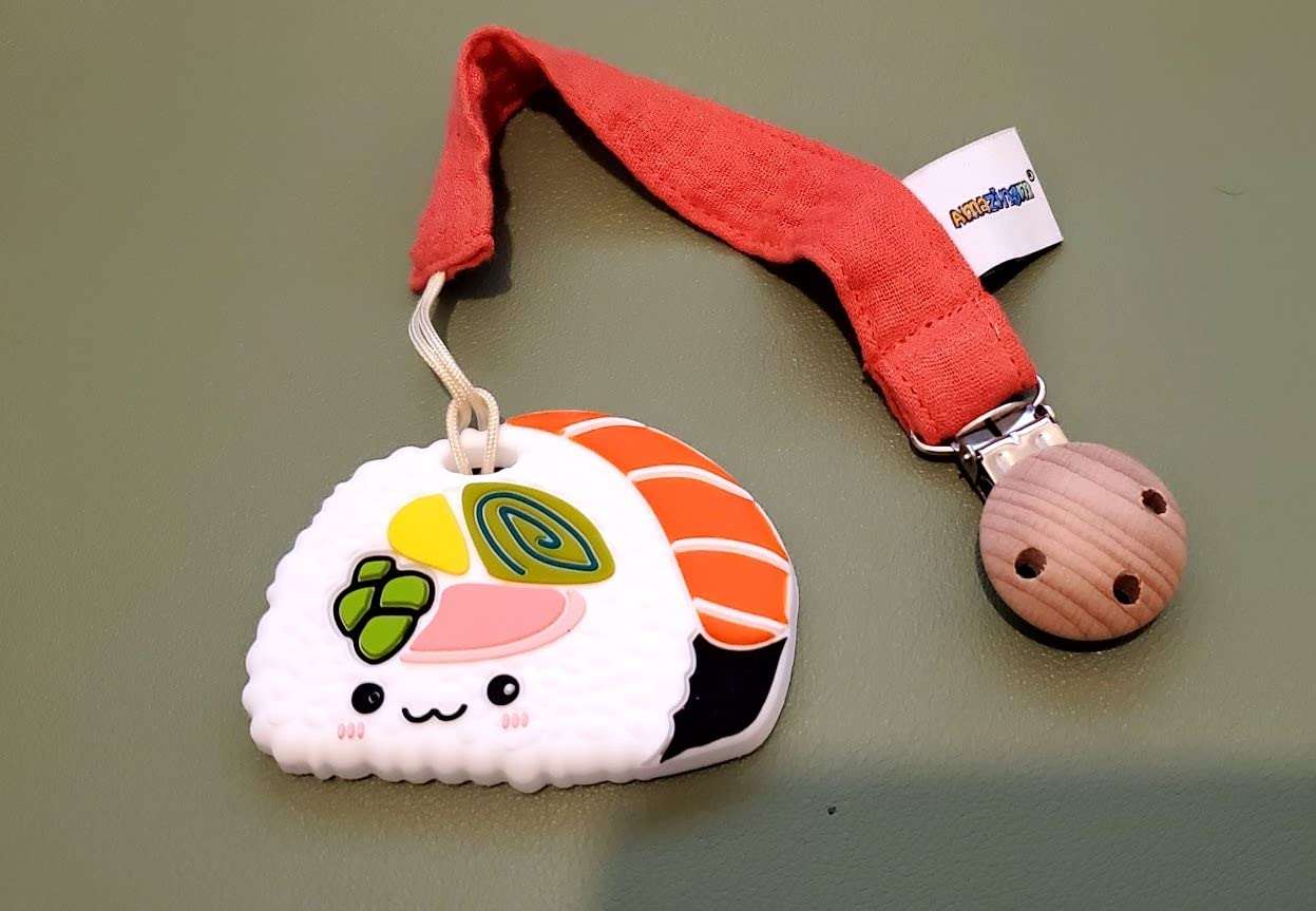 Baby Food Grade Silicone Teether Toy with Pacifier Clip, Sushi Design Gift Set customer photo 1