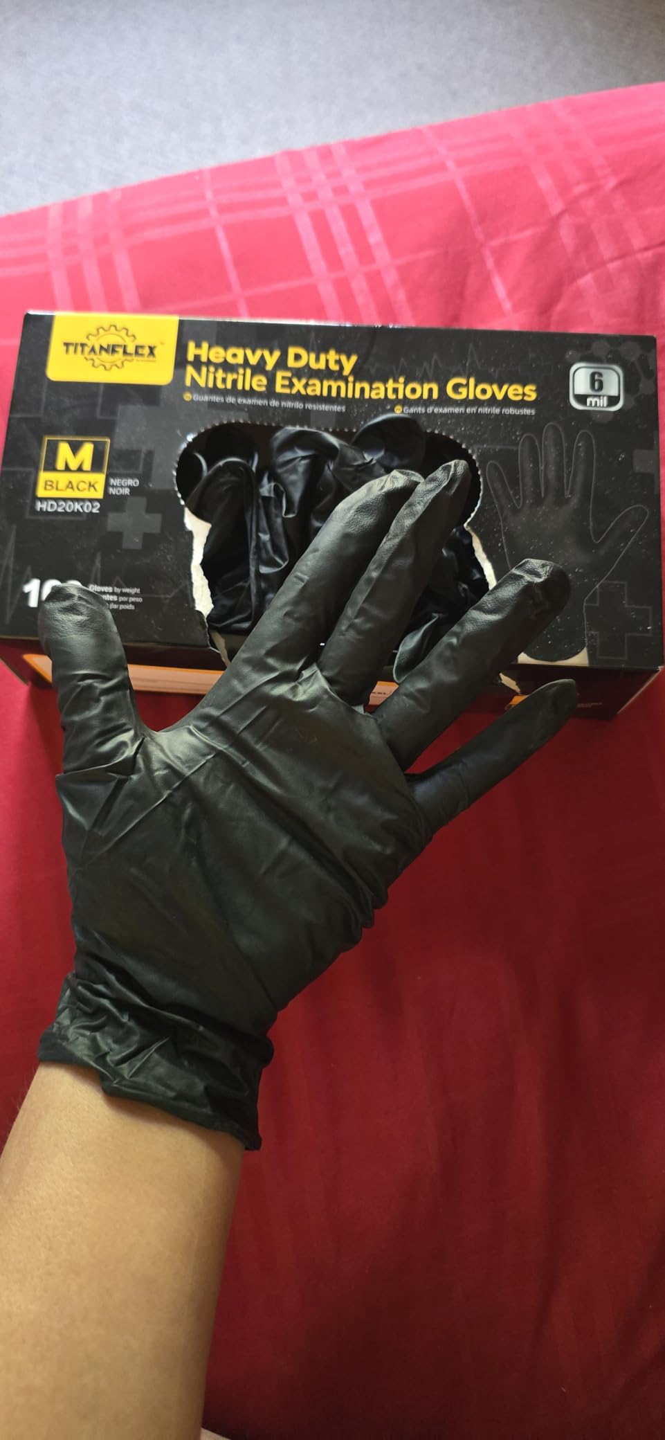 Disposable Nitrile Exam Gloves - 6-mil, Black, Heavy Duty, Latex Free, Food Safe for Cooking customer photo 1