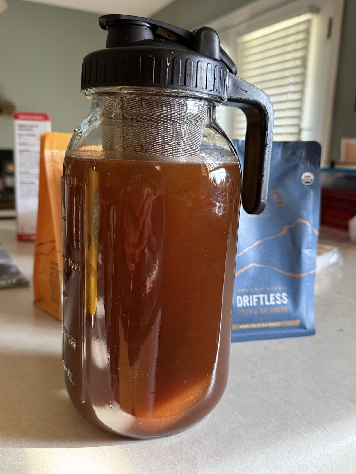 64 oz Cold Brew Coffee Maker, Mason Jar Pitcher with 304 SS Filter - 100μm Fine Mesh Stainless Steel Filter customer photo 1
