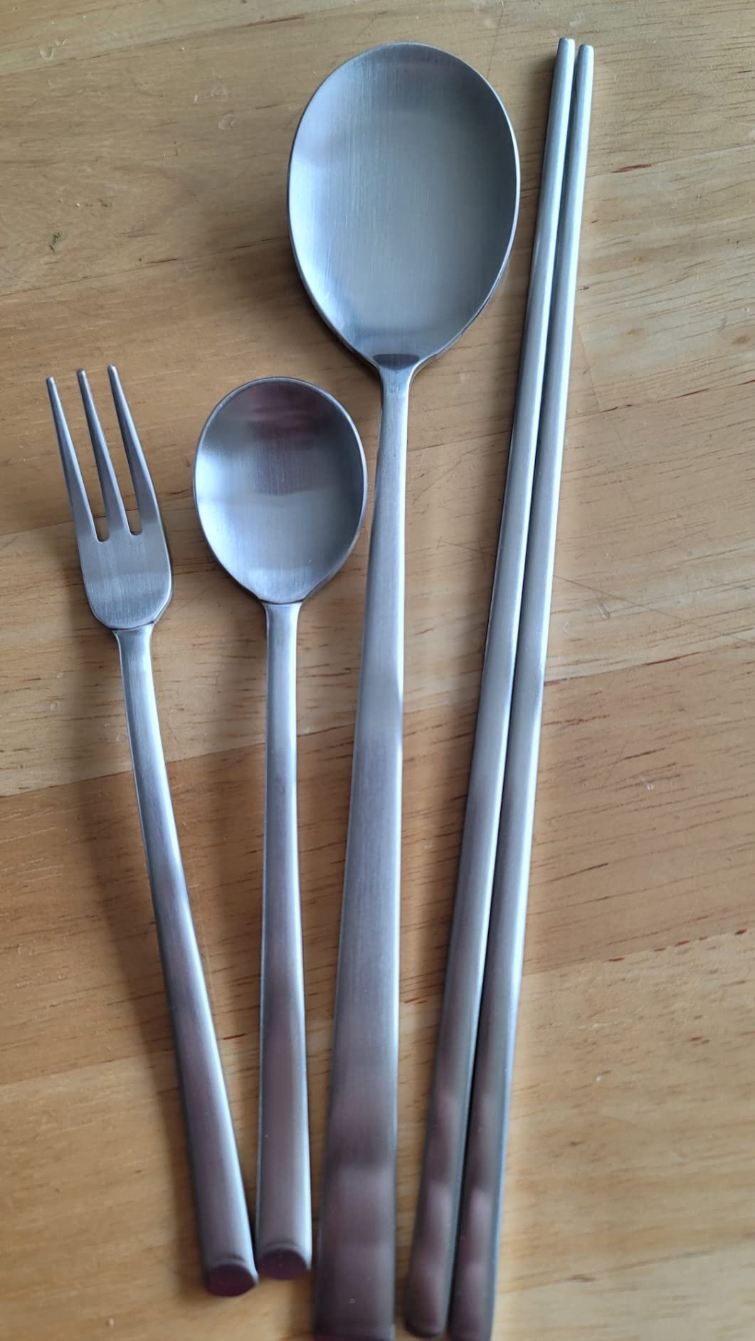 Korean Made Stainless Steel Silver Utensil Flatware Cutlery Korean Chopsticks and Spoon Set, 4 Sets customer photo 2