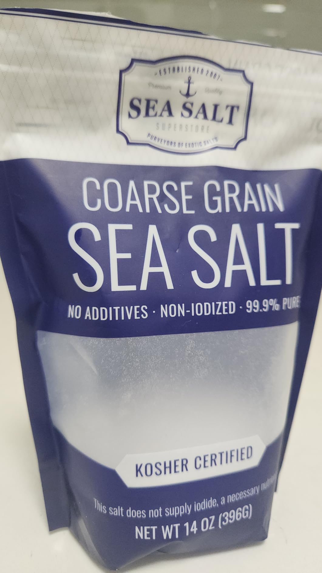 Sea Salt Superstore Coarse Sea Salt for Grinder Refill, Non-Iodized, 14 oz | Coarse grain kosher, unrefined Baja salt for cooking, mineral-rich, bag customer photo 2