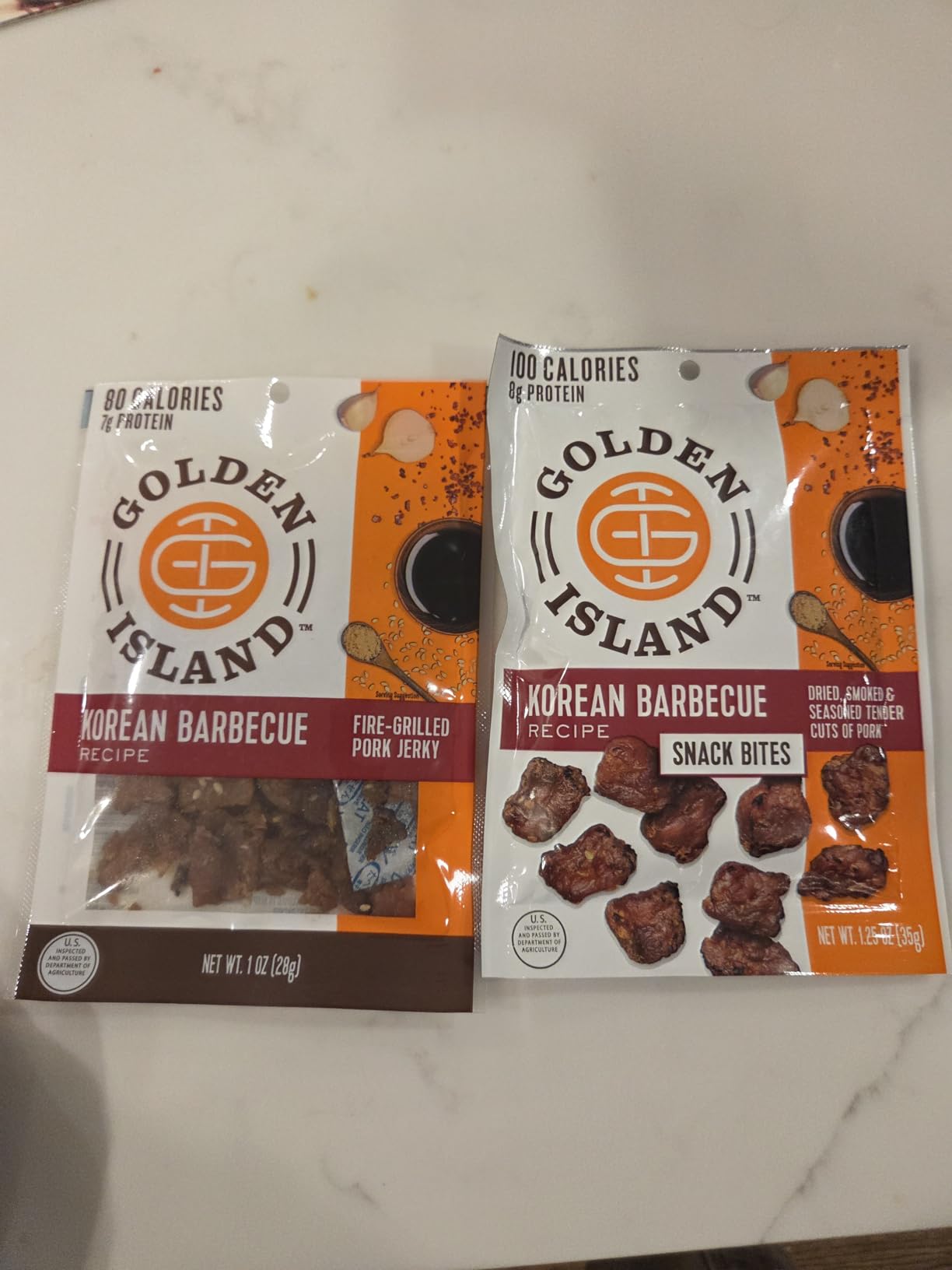 Golden Island Korean BBQ Variety Pack - (15 Pack) 8 Pork Snack Bites and 7 Pork Jerky - Korean Barbecue Protein Snacks - Up to 8g Protein per Serving - Gluten Free customer photo 1