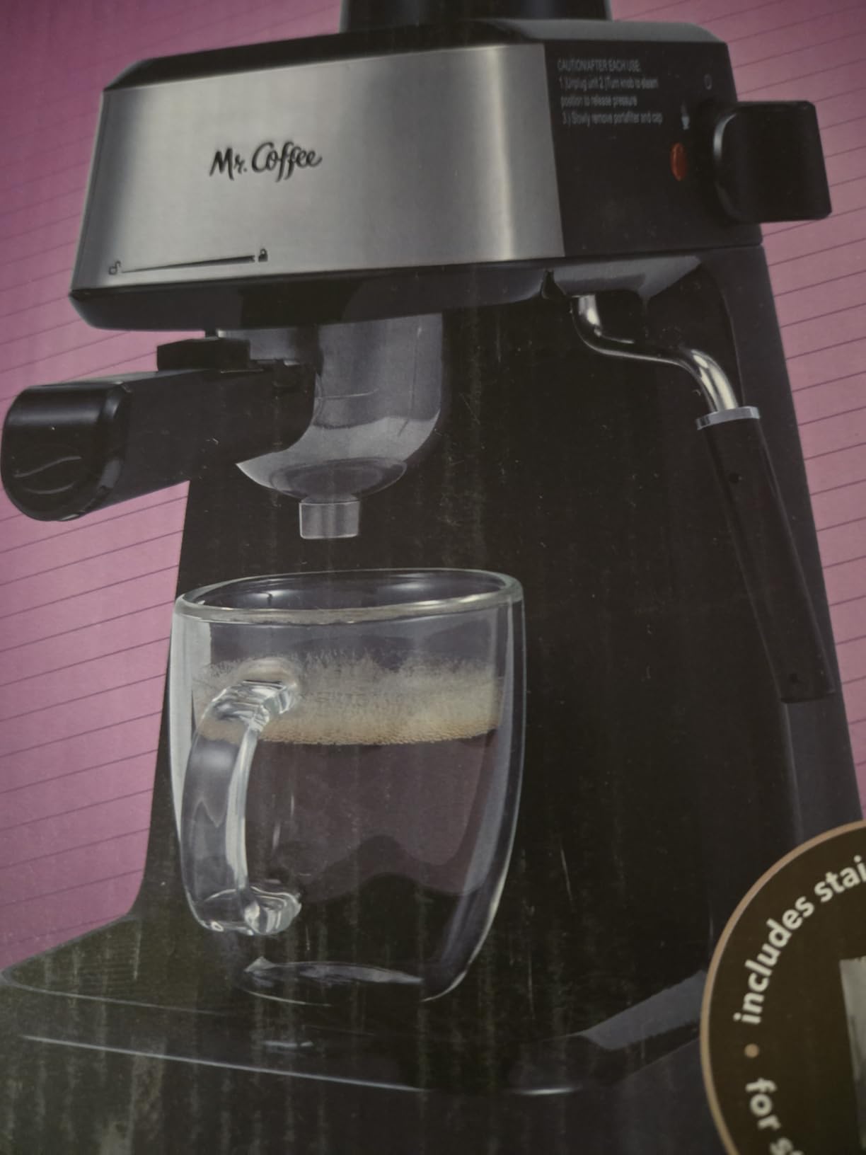 Mr. Coffee 4-Shot Steam Espresso Cappuccino and Latte Maker with Stainless Steel Frothing Pitcher customer photo 2