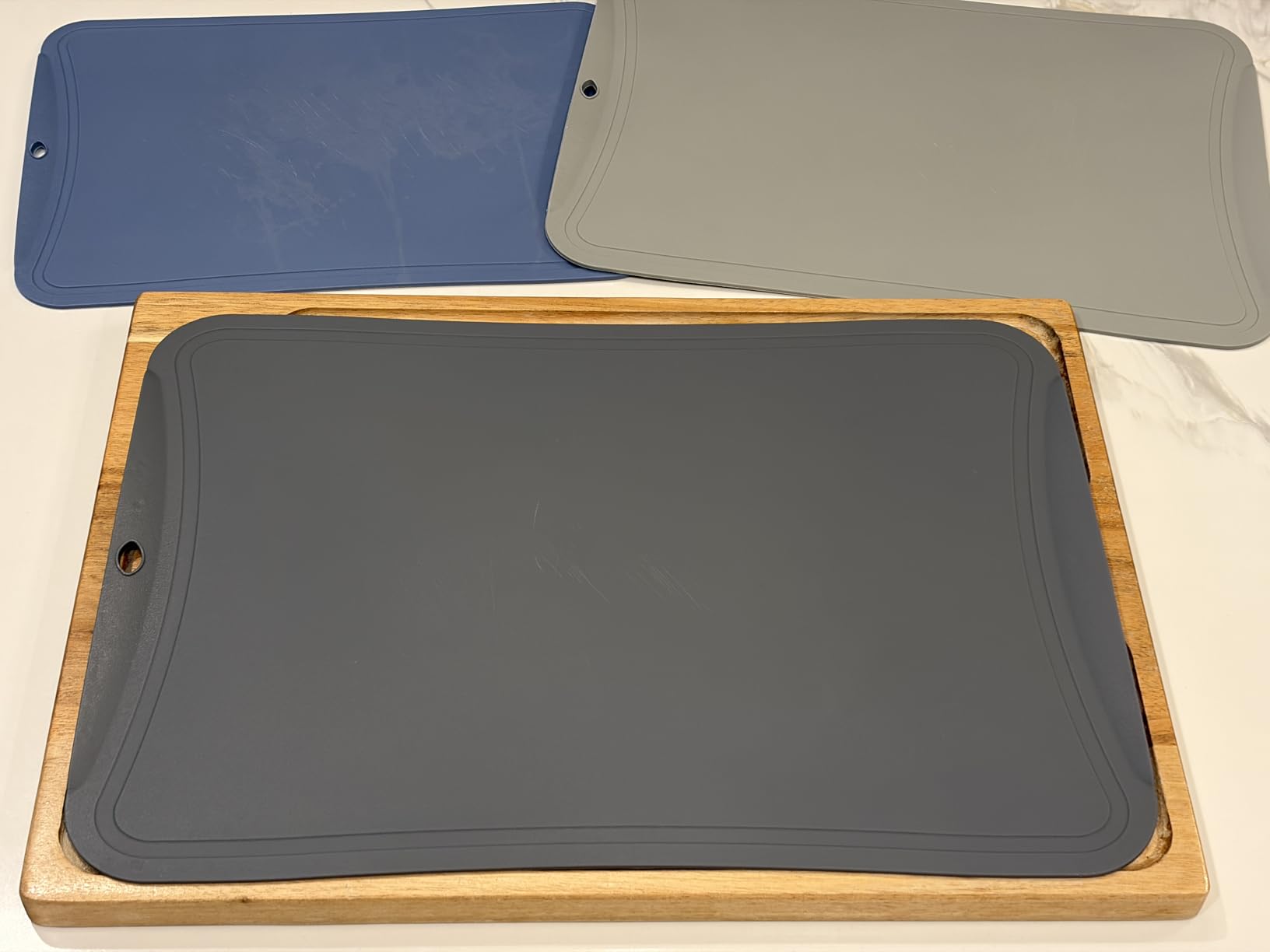 Blue Ginkgo TPU Cutting Board, Medium, Made in Korea - Gentle on Knife Edges, Flexible and Durable customer photo 2