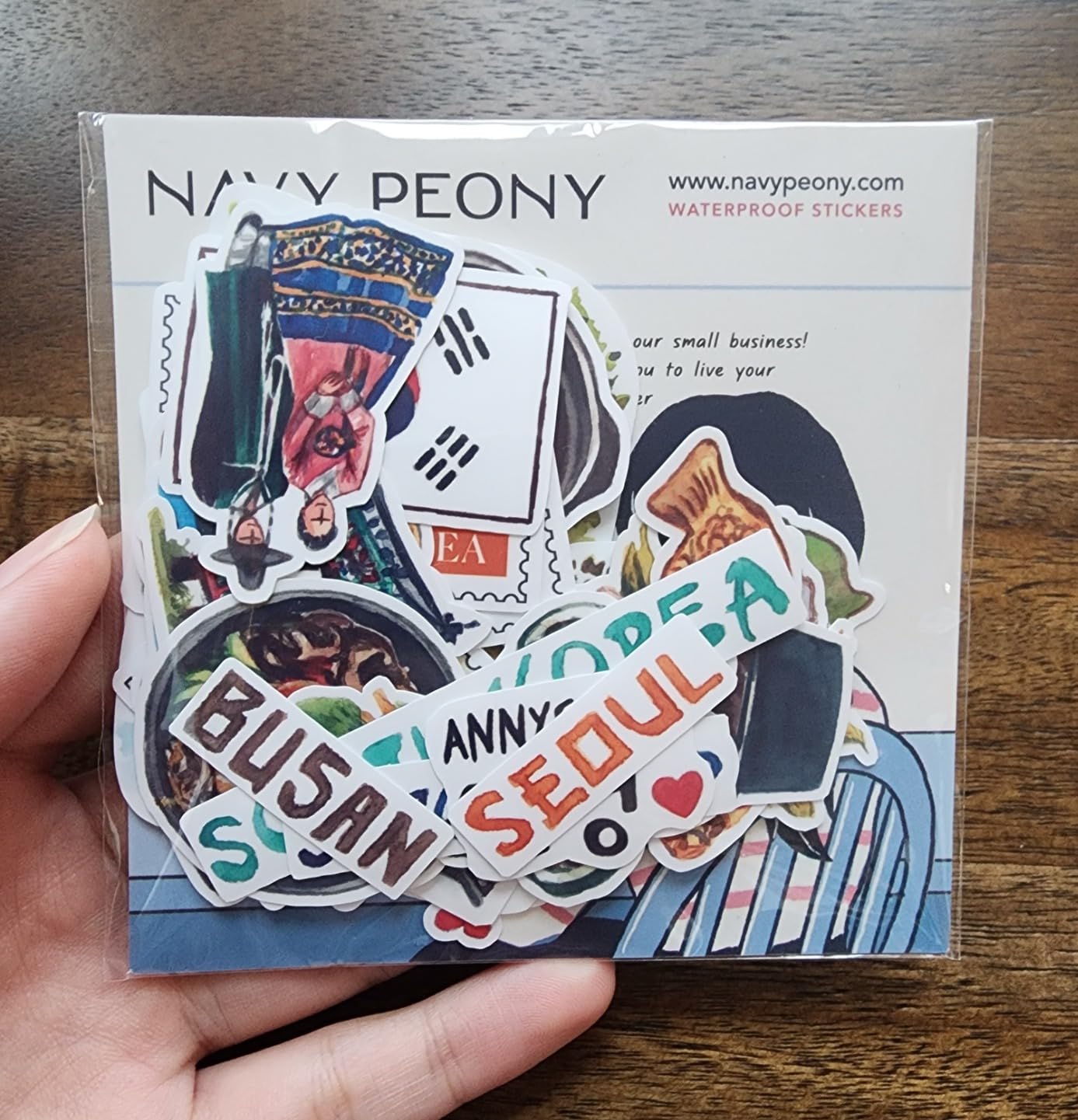 Navy Peony Scenic South Korea Travel Stickers (30pcs) - Hand-Illustrated, Seoul, Korean Decals for Journals, Scrapbooks, Water Bottles customer photo 1