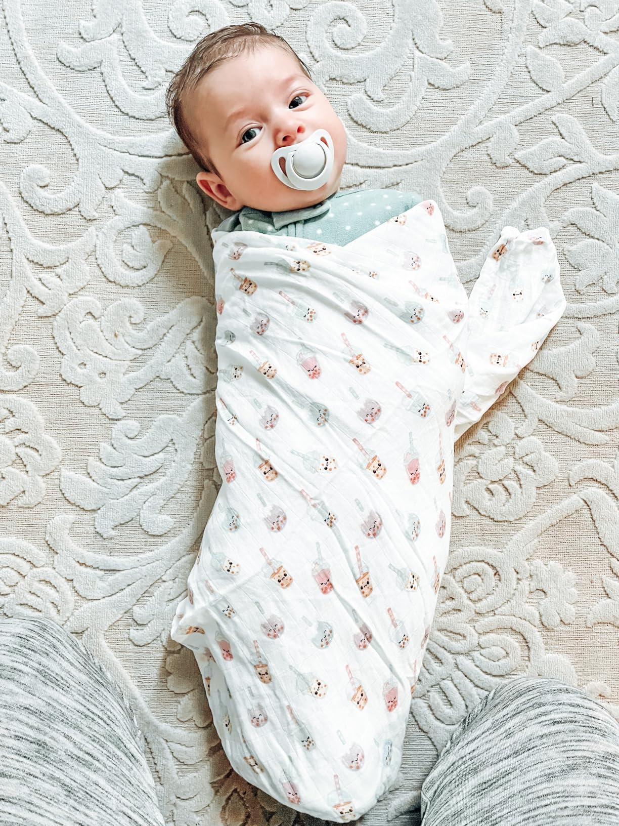 Muslin Swaddle Blanket for Unisex, Soft Breathable and Skin-Friendly Baby Swaddles for Boys & Girls, Newborn Receiving Blanket, Dumpling Bao Blankets Babies, Kawaii Large 42 x 47 inches customer photo 2