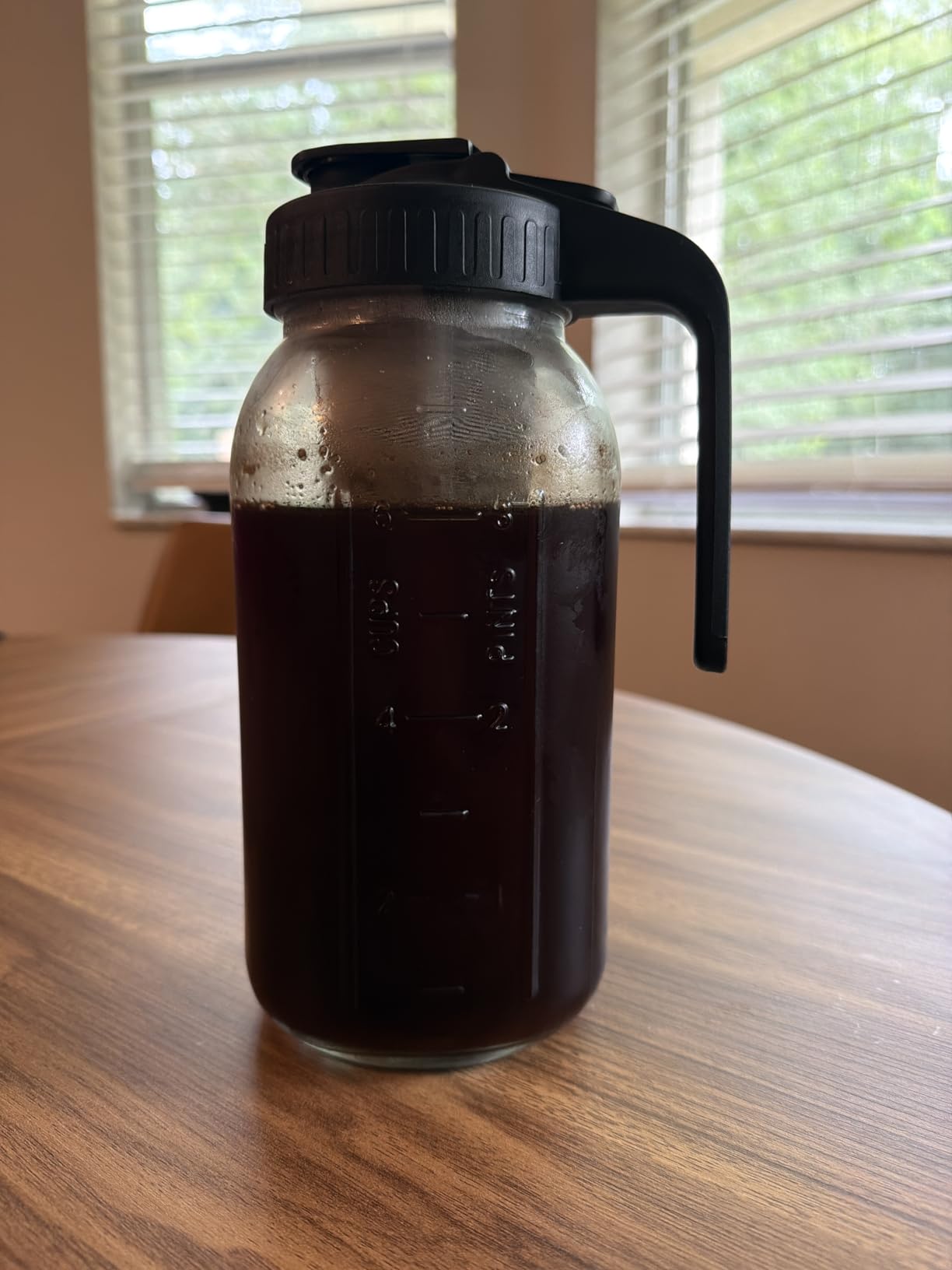 Cold Brew Coffee Maker, 64 oz Mason Jar Pitcher with Stainless Steel Filter, Pour Spout Handle Lid customer photo 1