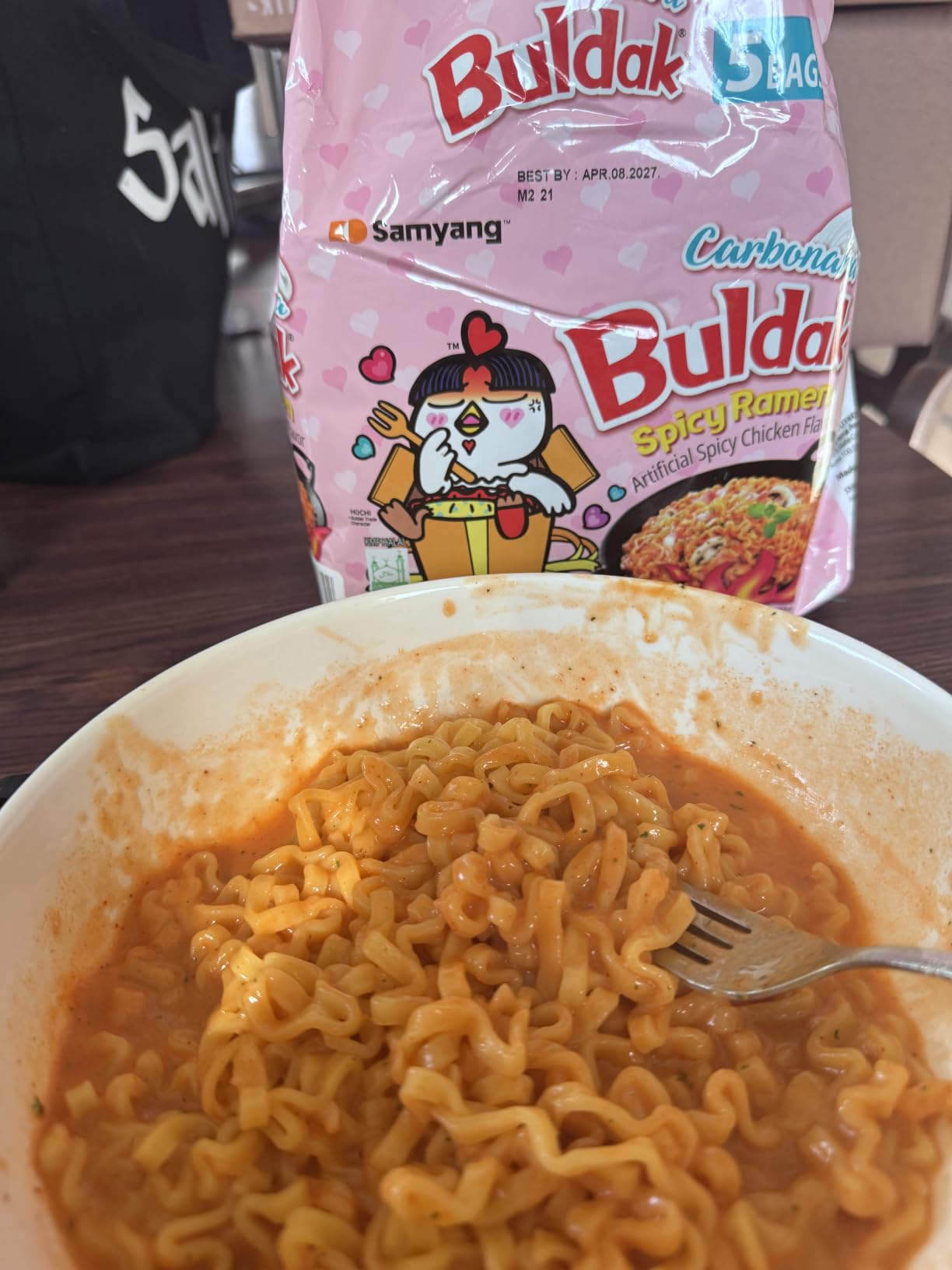 Buldak Spicy Ramen, Hot Chicken Ramen, Korean Stir-Fried Instant Noodle, Carbonara, 1 Bag (Pack of 10) customer photo 1