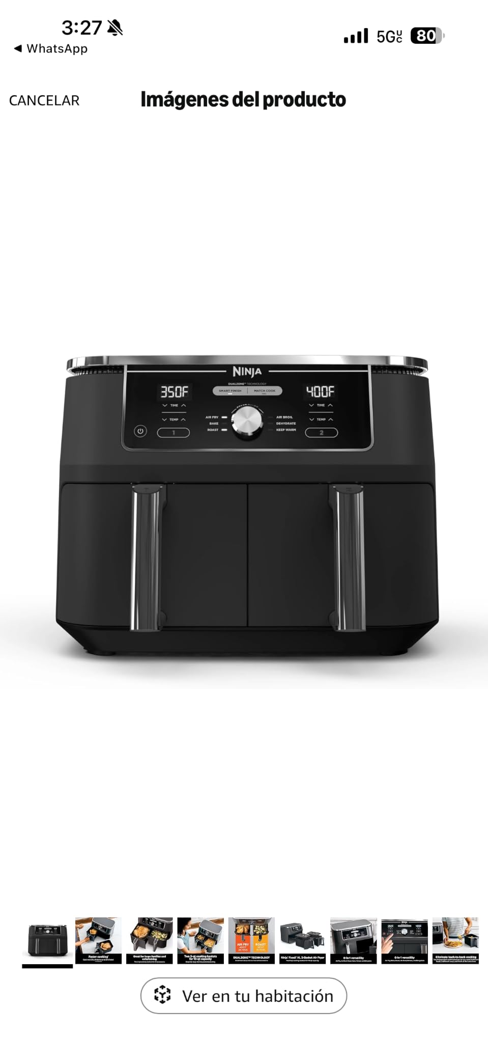Ninja Foodi Air Fryer, 10 Qt DualZone, 6-in-1, Black, DZ302 | Air fry, broil, roast, keep warm, dehydrate, bake, 2x5 Qt baskets, Fits 8 lbs wings customer photo 1