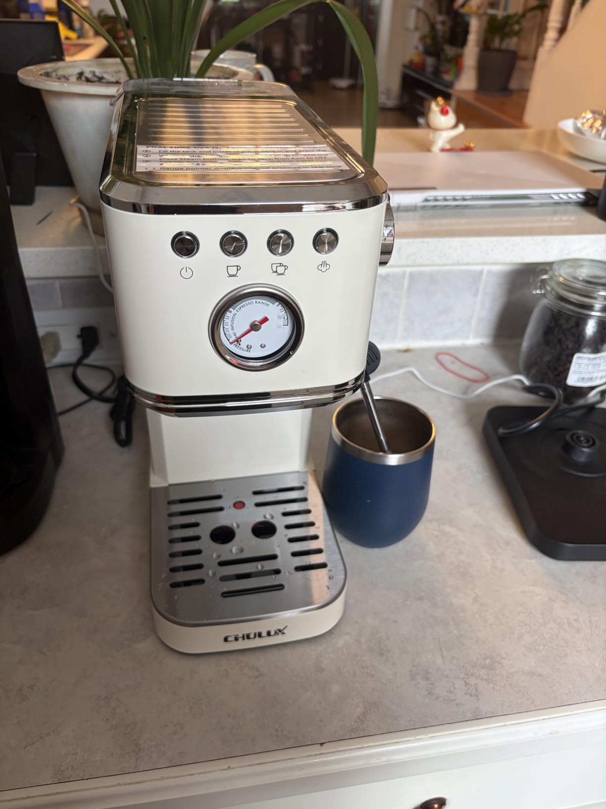 CHULUX Slim Espresso Machine with Milk Frother for Home Cappuccino & Latte customer photo 2