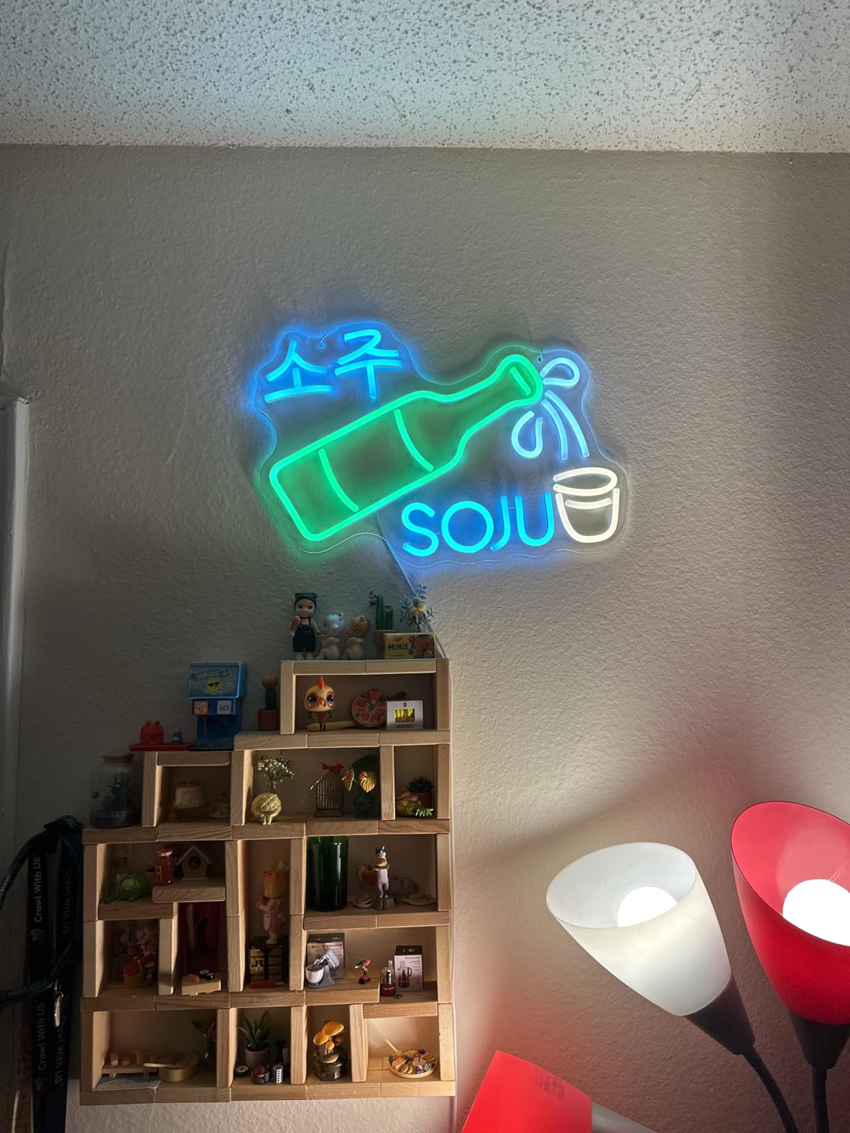Soju Neon Sign Korean Soju Neon Light Soju Colorful LED Neon Light Korean Led Neon Sign for Bar Korean Restaurant Kitchen Restaurant Wine Cellar Decoration customer photo 1