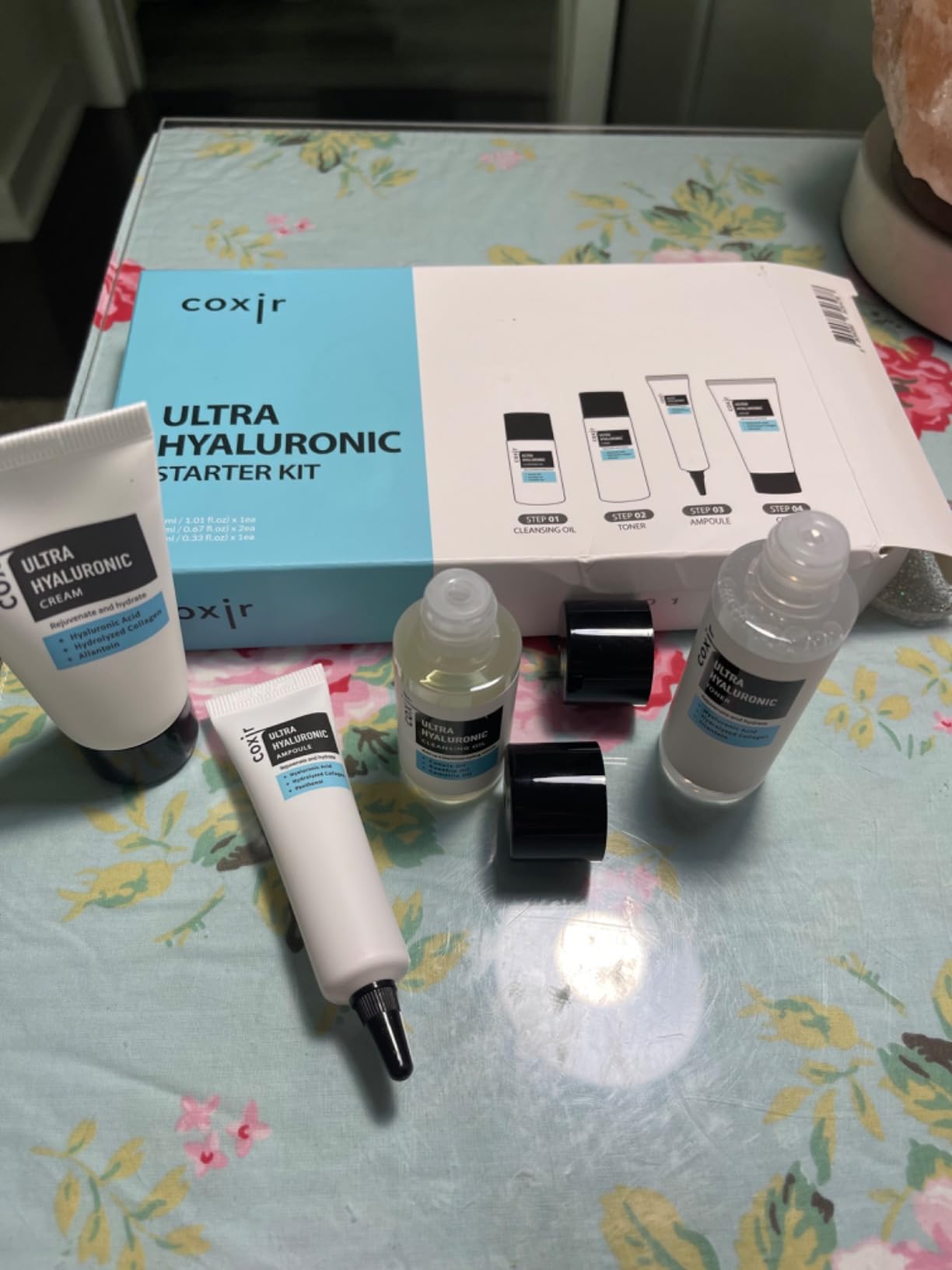 coxir Korean Skincare Gift Set, Glass Skin Kit, (4-Piece) | Hyaluronic Acid & Snail Mucin, Cleanser + Toner + Ampoule + Cream, Fragrance-Free Travel Essentials customer photo 1