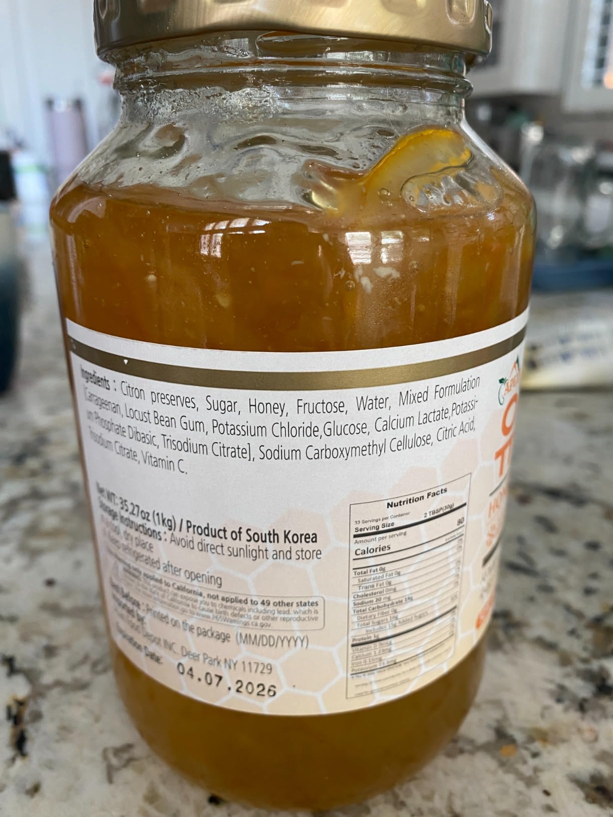 Apexy Authentic Korean Honey Citron Tea, Just Add Hot Water, Yuzu Marmalade, Made in KOREA 35.27oz (1kg) customer photo 1