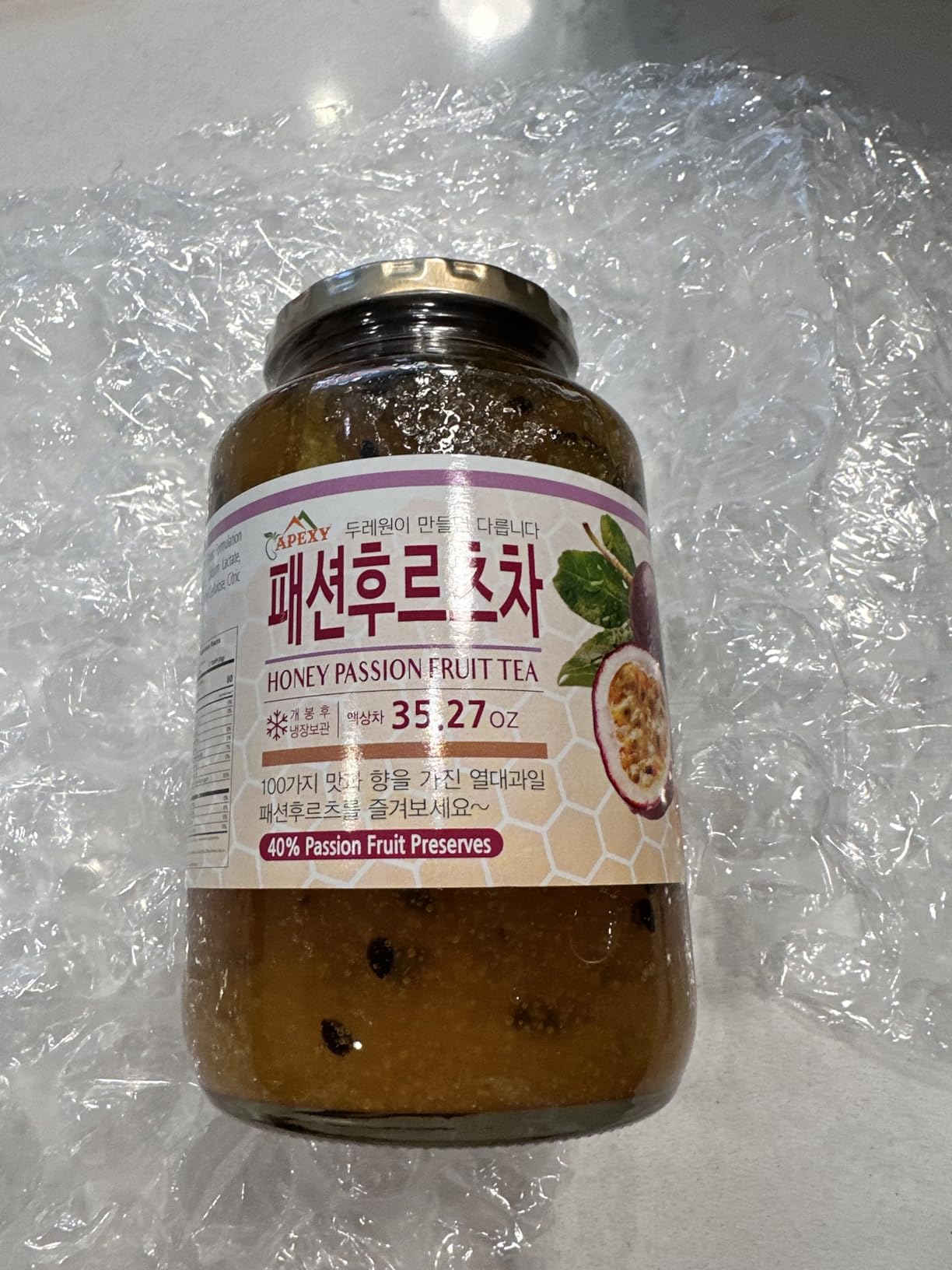 Apexy Authentic Korean Honey Passion Fruit Tea, Passionfruit Puree, Just Add Hot Water, Gourment Blend for Smoothies, Cocktails Desserts and Spread, No Artificial Colors, Versatile and Natural Delight, Made in KOREA 35.27oz (1kg) customer photo 1