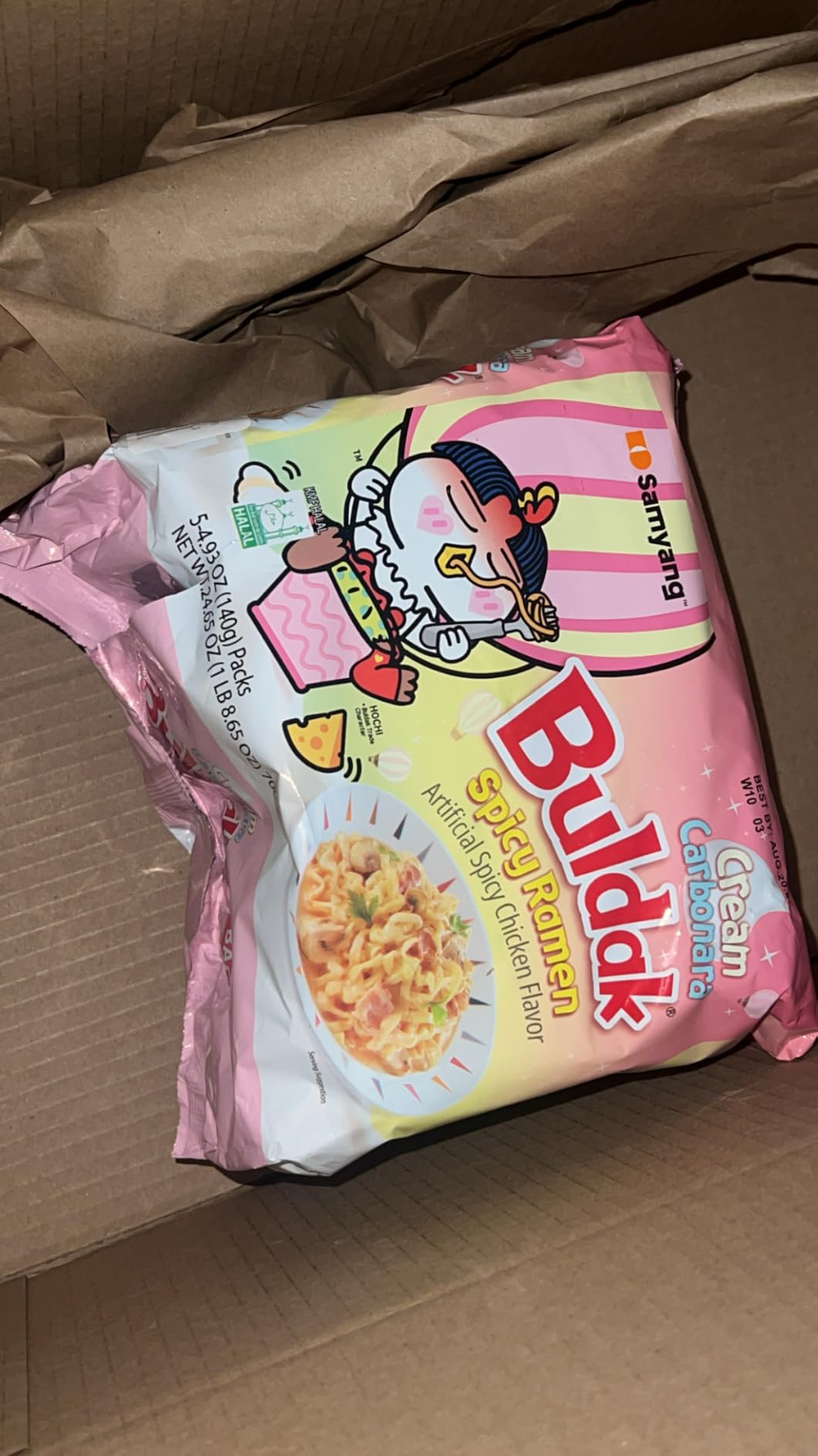 Buldak Hot Chicken Spicy Ramen Korea Instant Packaged Noodles, 4.93 oz, Cream Carbonara, 5 Pack customer photo 2