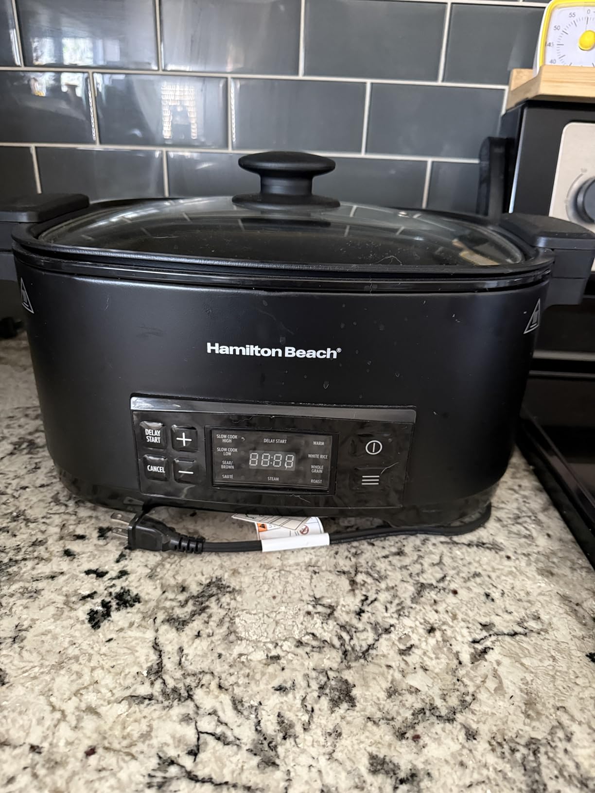Hamilton Beach 9-in-1 6 Quart Programmable Slow Cooker | Sear, Brown, Rice, Steam, Saute, Roast, Delay Start & Keep Warm Functions | Nonstick PFAS-Free Dishwasher Safe Crock | Black customer photo 2