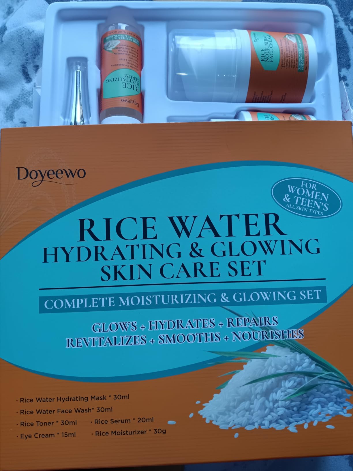 Skin Care Set w/Korean Rice Extract for Hydration, Glow, Repair & Radiant Skin | 6Pcs Women Teen Glass Skincare Routine Kit Self Care Gifts for Women Mom Wife Teenage Girl customer photo 2