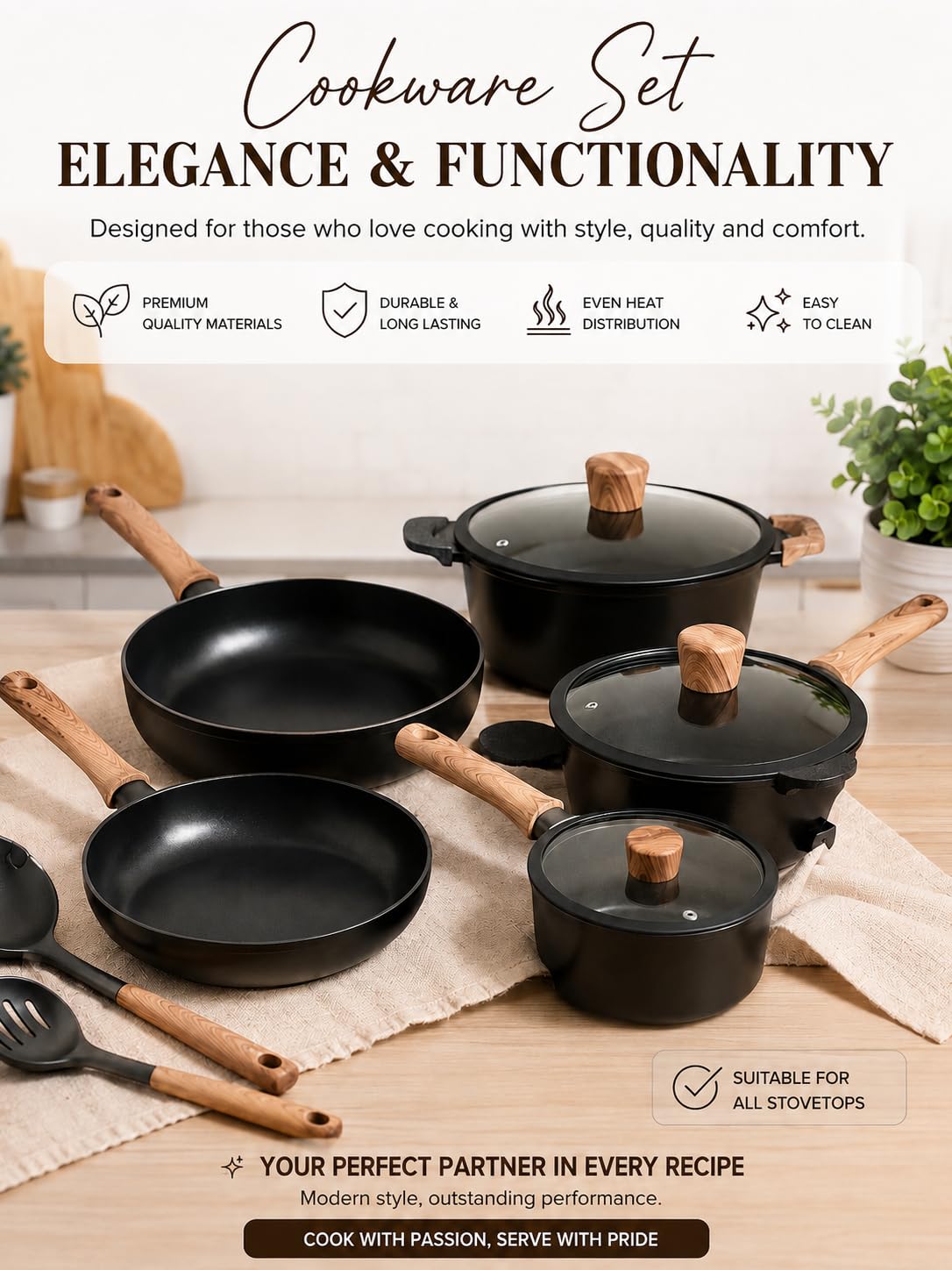 CAROTE 16pcs Pots and Pans Set, Nonstick Cookware Sets | Titanium Reinforced Coating, Scratch-Resistant, Easy to Clean, Even Heating, Induction Compatible, with Frying Pans Set customer photo 1