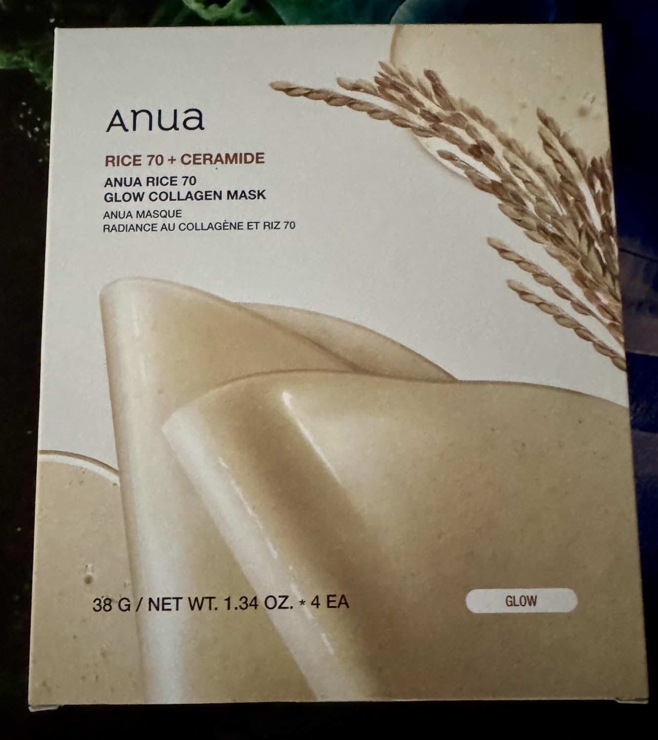 ANUA Rice 70 Glow Collagen Mask, Overnight Face Mask for Glass Skin, Ceramide, Collagen Facial Mask, Skin Moisture Barrier, Tightening Care, Natural Color, Korean Skincare, 1.34 oz/4ea customer photo 1