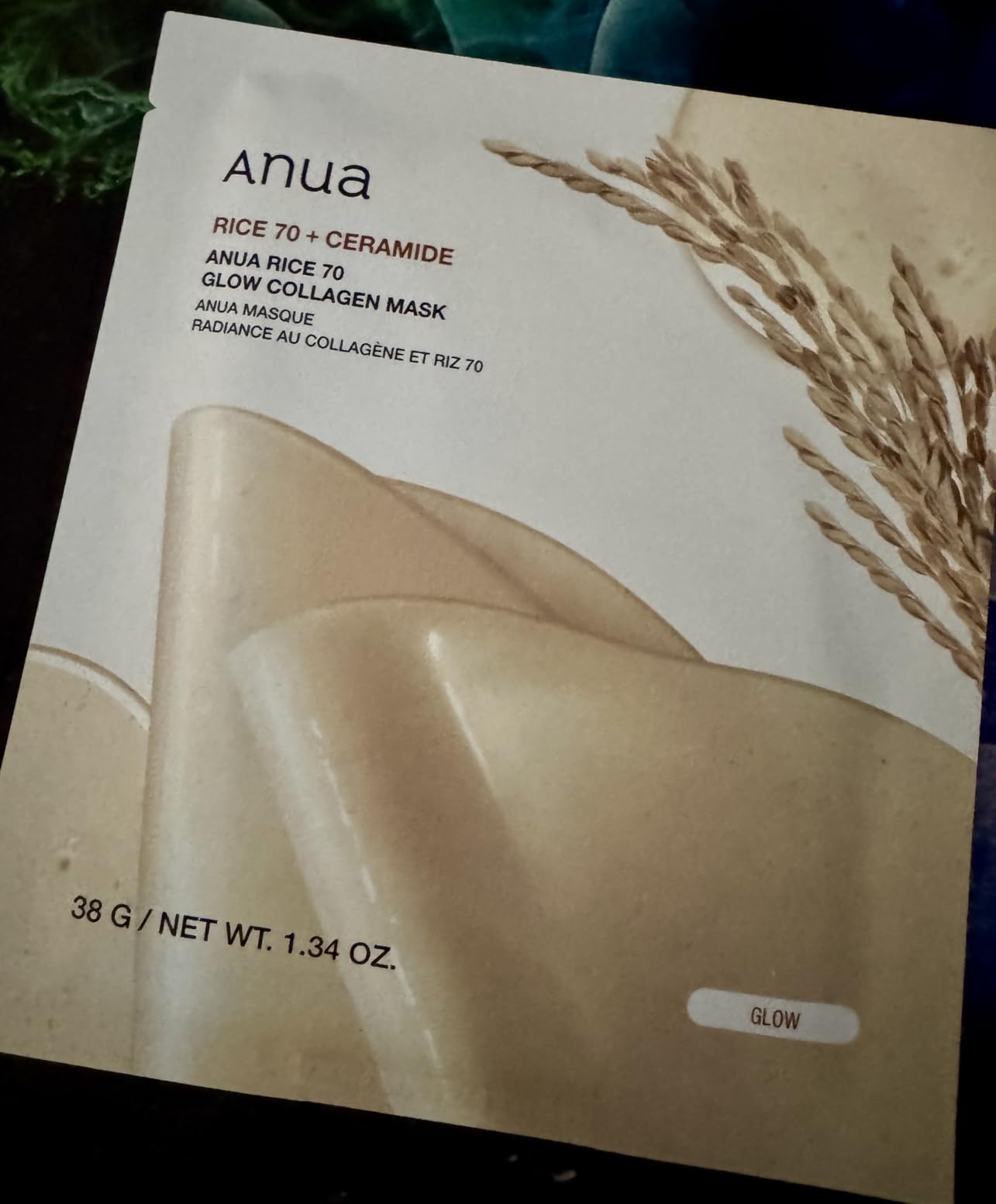 ANUA Rice 70 Glow Collagen Mask, Overnight Face Mask for Glass Skin, Ceramide, Collagen Facial Mask, Skin Moisture Barrier, Tightening Care, Natural Color, Korean Skincare, 1.34 oz/4ea customer photo 2