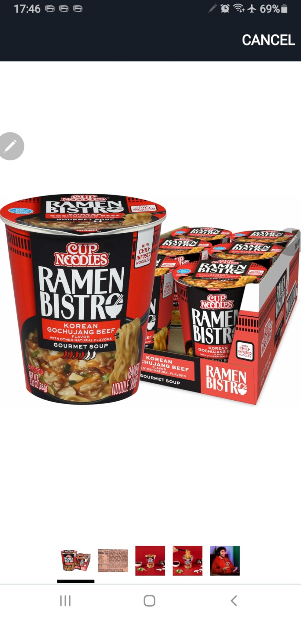 Nissin Cup Noodle Ramen Bistro, Korean Gochujang Beef, 3.1 Ounce (Pack of 6) customer photo 1
