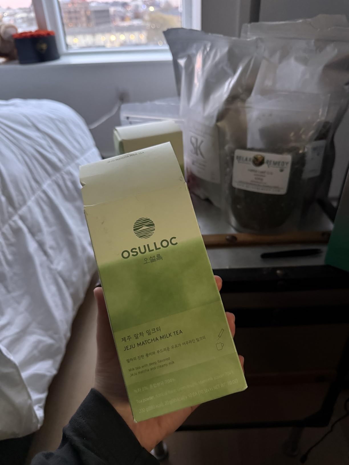 OSULLOC Jeju Matcha Milk Tea Powder Stick Packets 10 Count | Easy stick packets(7oz X 10 Packets), and recipes for hot, iced, or milk-based drinks customer photo 1