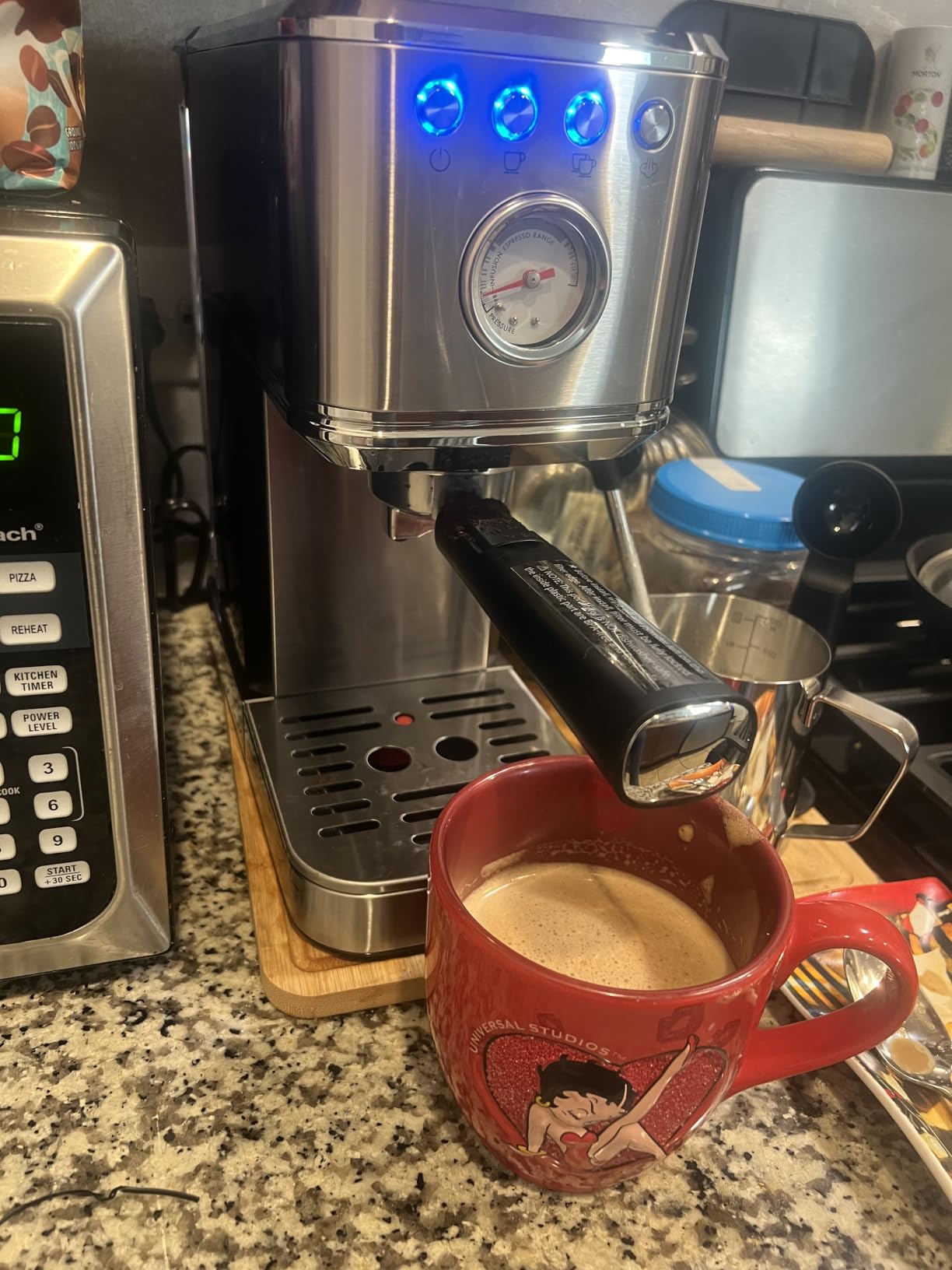 CHULUX Slim Espresso Machine with Milk Frother for Home Cappuccino, Creamy | Precise Pressure Gauge, Food-Grade Materials, 20 Bar Italian Pump, Professional Temperature Control System, Stainless Steel customer photo 2