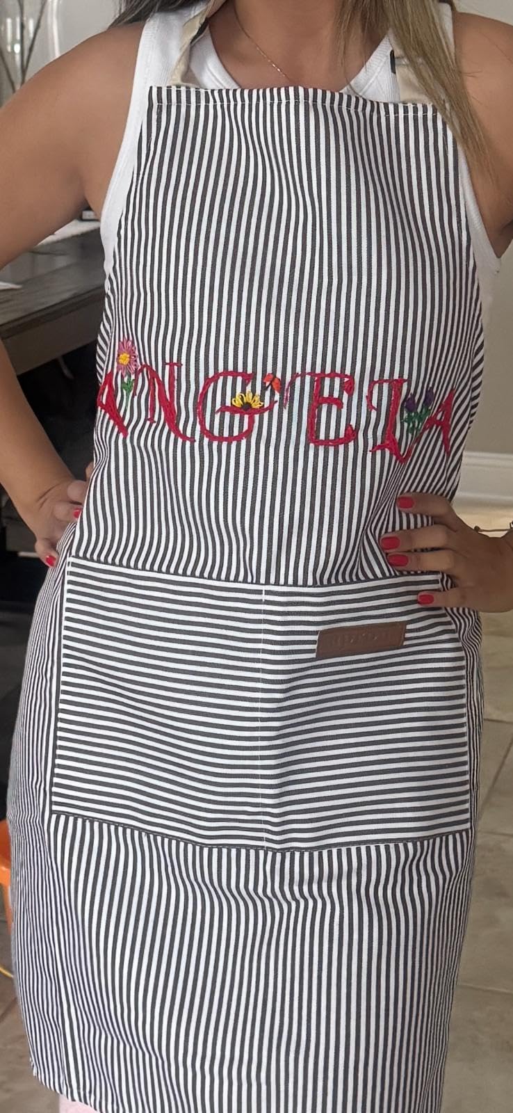 2Pack Adjustable Kitchen Apron for Women Men with 2 Pockets, Cotton-Polyester Blend Bib Aprons for Cooking, Baking customer photo 1