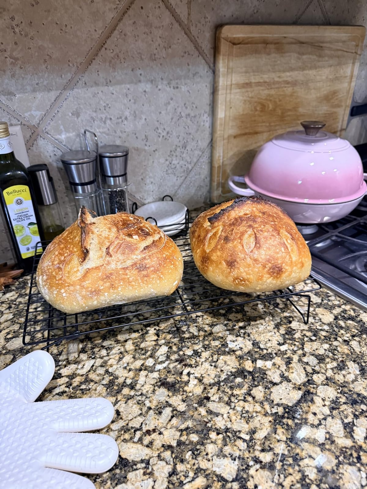 AHJ 6QT Dutch Oven For Bread Baking, Enameled Cast Iron Dutch Oven Pot with Lid, Multi-Functional Bread pan, Sourdough Baking Supplies with Proofing Basket, Cast Iron Bread Oven, Silicone Sling & Gloves customer photo 1