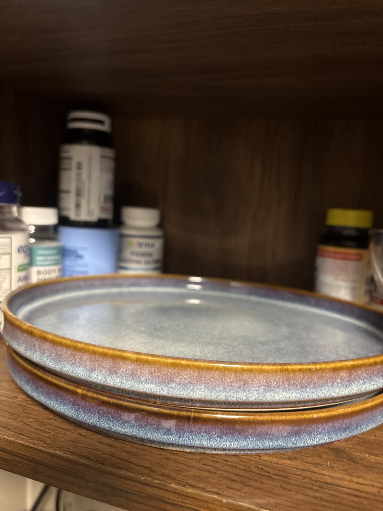 vancasso ONION Ceramic Plates and Bowls Sets for 4, 12 Pieces Stoneware Dinnerware Sets, Reactive Glaze Dishes Set for Kitchen, Dishwasher and Microwave Safe, Blue customer photo 1