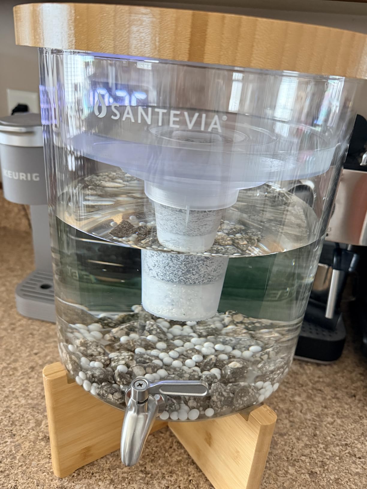 Santevia Glass Water Filtration System - Countertop Filter for Fluoride & Chlorine Removal | Adds Minerals, Balances pH | Home Water Purifier | Fluoride Filter | Alkaline customer photo 2