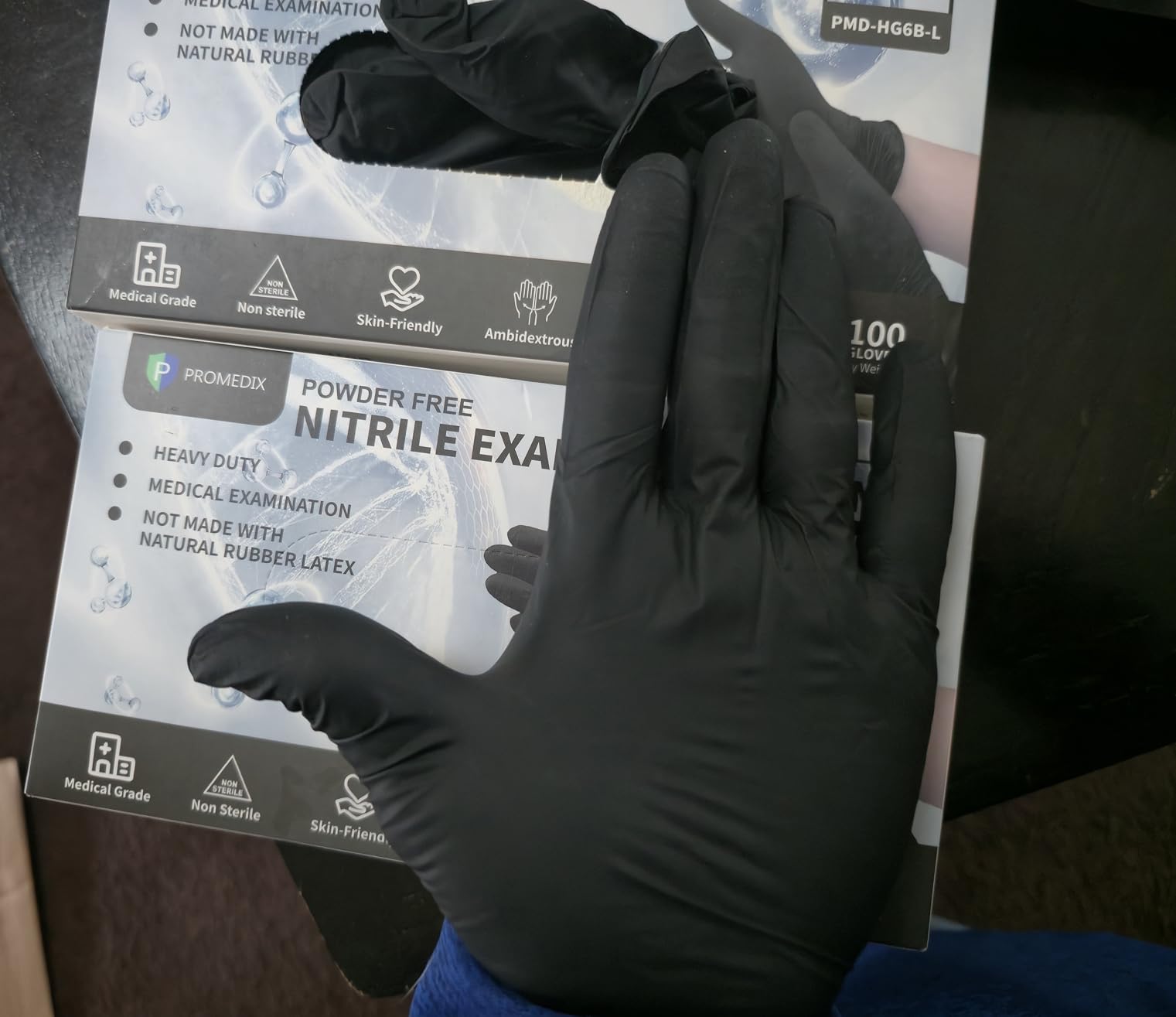 Black Disposable Nitrile Gloves, 6Mil 100 Pcs Food Safe Cooking Gloves Latex Free Rubber Gloves for Cleaning Exam customer photo 2