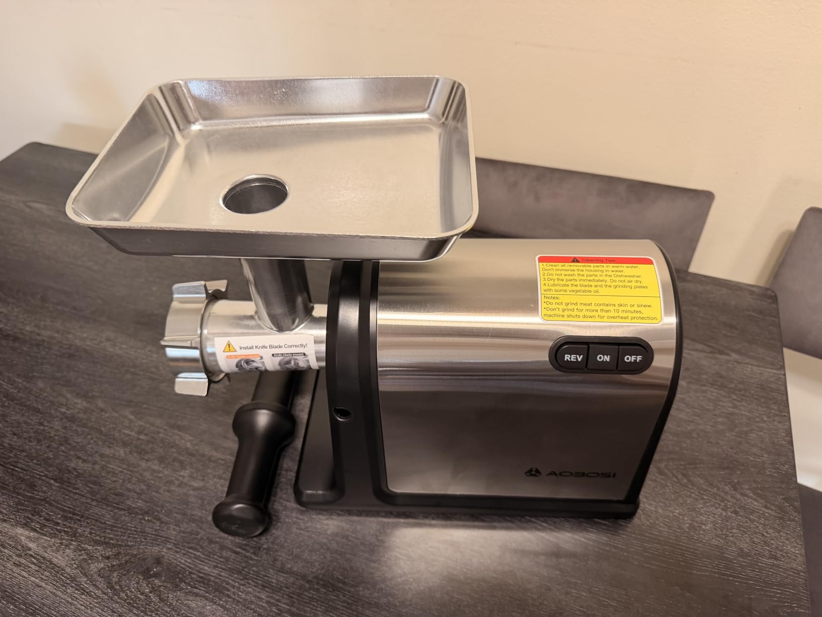 AAOBOSI #12 Meat Grinder, [3000W] 3 Speed Meat Grinder Heavy Duty: Built-in Storage Box, 2 Blades, 4 Plates, 3 Sausage Stuffers, Kibbe Kit, Meat Claw & Burger Press, for Home & Kitchen Use customer photo 1