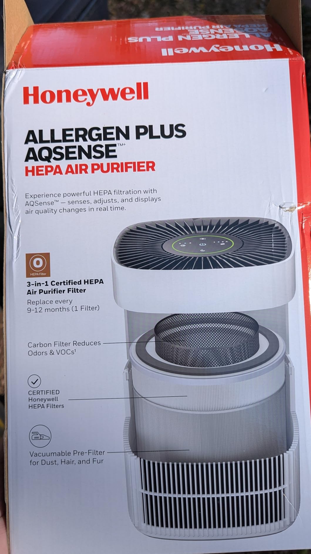 Honeywell Allergen Plus Compact Small Room HEPA Air Purifiers for Home, Up to 530 Ft² Coverage, 3-in-1 Filter, Pet Dander, Smoke & Odor Reducer Air Quality Sensor with Auto Mode, White, HPA125W customer photo 1