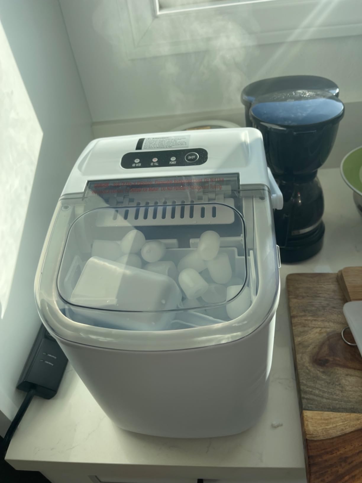 Countertop Ice Maker with Self-Cleaning, Ice Maker for Home Bar | Countertop Ice Maker; Fast Ice Production; High Output; Self-Cleaning; Slow-Melting Clear Ice for Whiskey; Brushed Silver customer photo 1