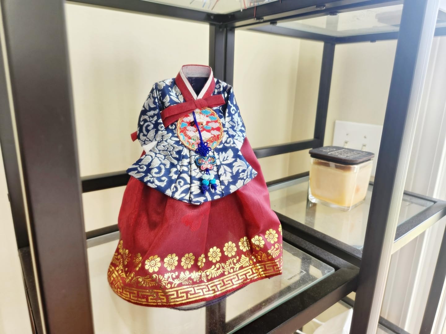 Korean Hanbok Wine Bottle Cover Gift, Unique Korean Gift for Women & Men, Decorative Wine Bottle Outfit for Wedding, Housewarming, Birthday (King/Red) customer photo 2