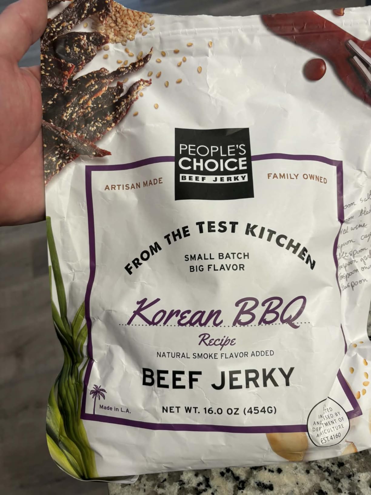 People's Choice Beef Jerky - 9g Protein - Korean BBQ 16 oz Bag | Whole Muscle Strips, Free Range Cow, 1 lb, Soy And Wheat Contains, 365 Day Shelf Life, Room Temperature Storage customer photo 1