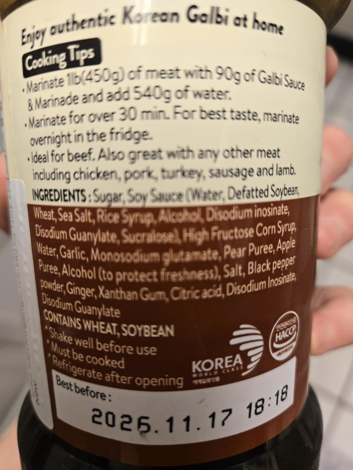 Korean Food O'Food BBQ Galbi Marinade Sauce Sweet and Savory 29.6oz | Authentic Korean BBQ Galbi Marinade for Grilled Chicken, Made in Korea customer photo 1