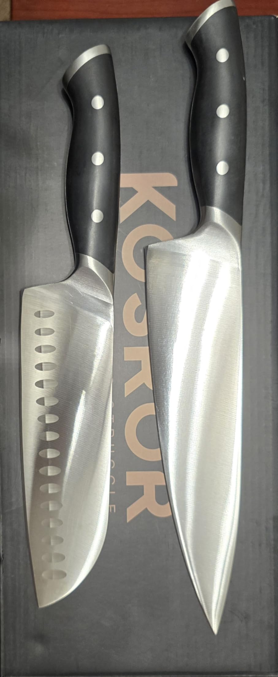 Kitchen Knife Set with Block & Dual Sharpener 15pc German Steel | Black full-tang ergo handle, For beginners. Dishwasher safe, easy to use, Covers 95% kitchen tasks, Gift box included customer photo 1