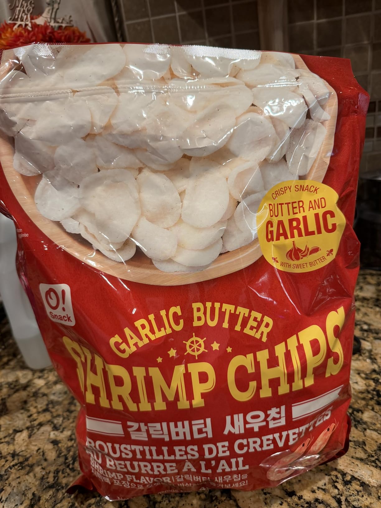 Korean Food O!Snack Garlic Butter Shrimp Chips Family Size Snack 1 lb Bag customer photo 1