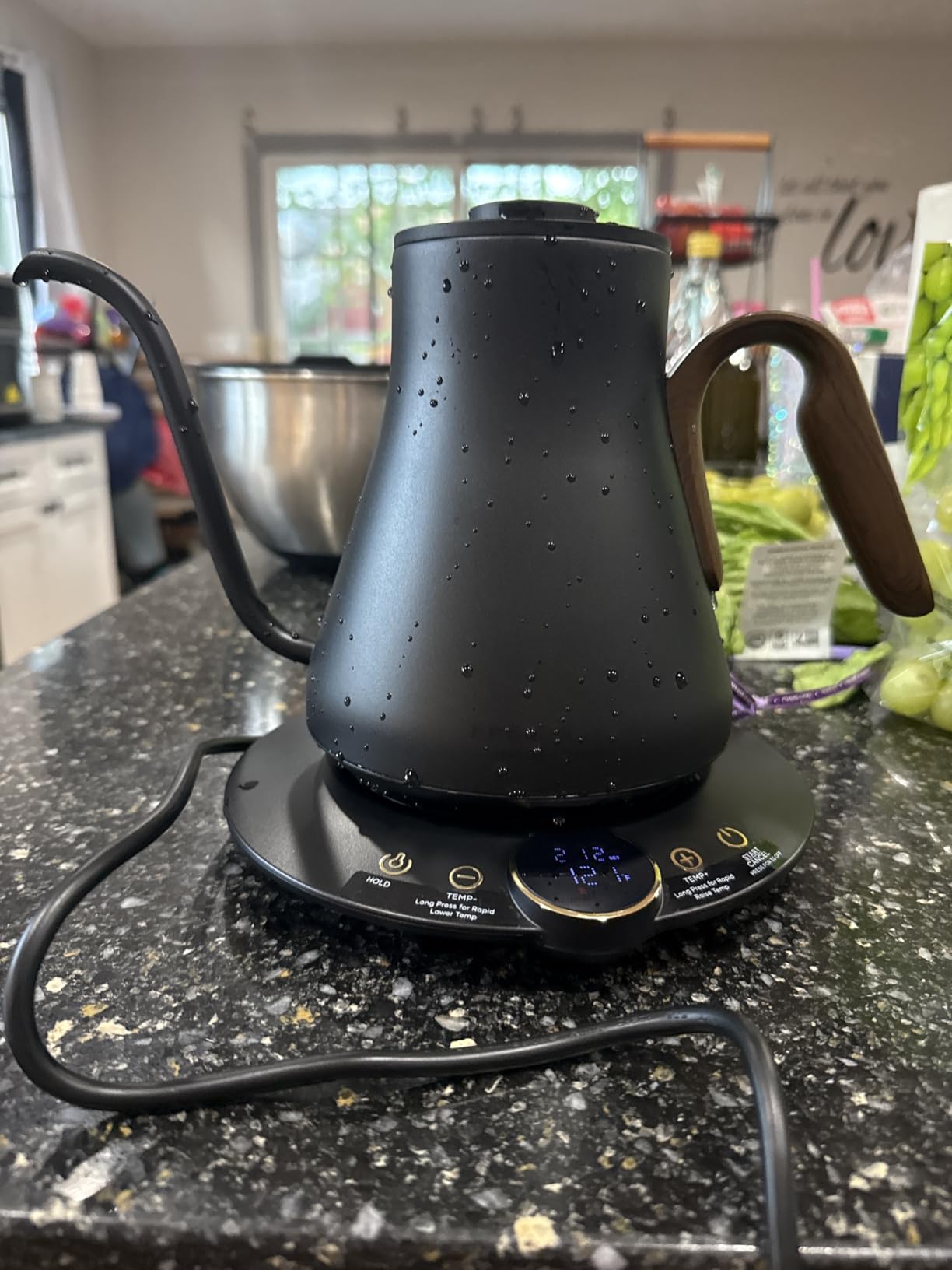 Cocinare Gooseneck Electric Kettle, ±1°F Precise Temperature Control, 1500W Fast Heating, Pour Over Coffee & Tea Kettle with Brew Timer & Keep Warm, Stainless Steel, 0.9L (Goya Walnut) customer photo 1