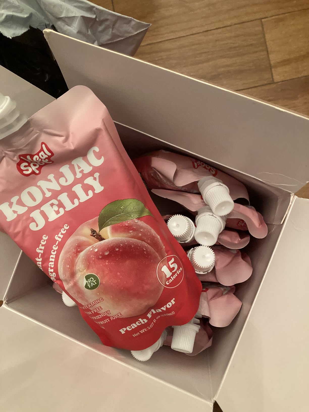 Healspot Real Fruit Juice Snacks Konjac Jelly with Collagen Peptides and Vitamin C, No Artificial Sweetener, Low Calories|Gluten Free|Keto Friendly, Healthy Korean Snacks 10 Pouches Peach Flavor customer photo 1