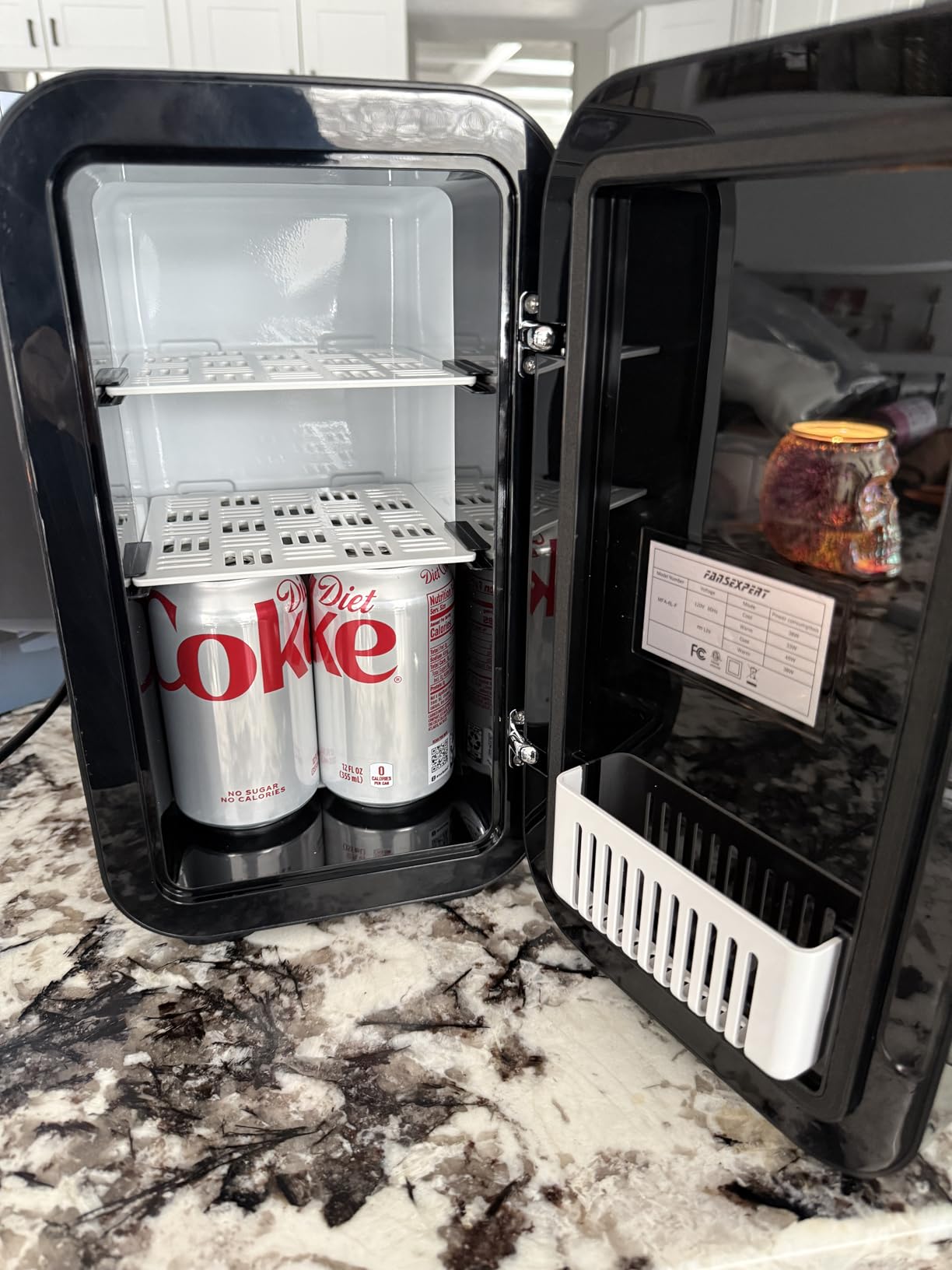 FANSEXPERT Skincare Fridge with Glass Panel, 6L Mini Fridge for Home/Car, AC/DC Portable Thermoelectric Cooler and Warmer, Makeup Mini Compact Refrigerator for Skincare Cosmetics Food Drinks (White) customer photo 2