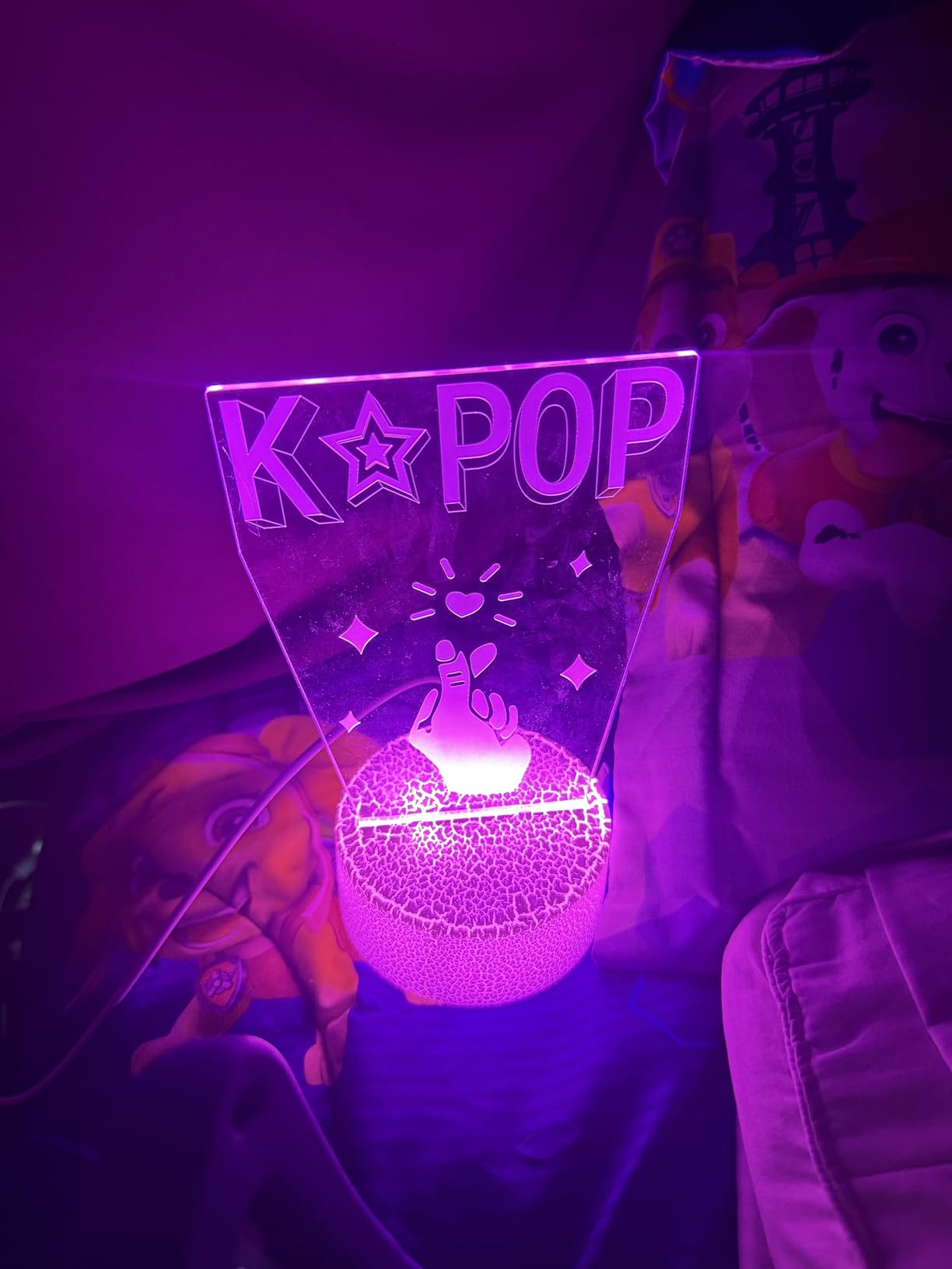 K-pop Lamp - Korean Saranghae Love Symbol & Heart Thumb Gesture Night Light for K-pop Fans, Perfect Kpop Gift for Bedroom, Kpop Room Decor (Saranghae) customer photo 1